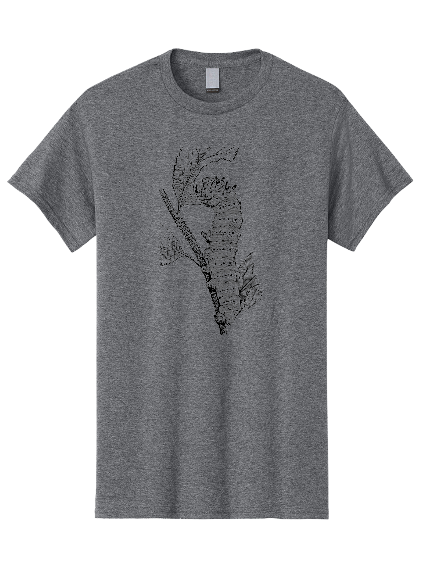 Caterpillar-On-Leaf-1 Men'S Graphic Tee, 100% Cotton, Comfortable Casual Summer Wear, Machine Washable, Caterpillar Eating Leaf, Insect Metamorphosis, Wildlife Illustration, Caterpillar Stage, Leaf Damage, Insect Life Cycle, Garden Pest Aab519