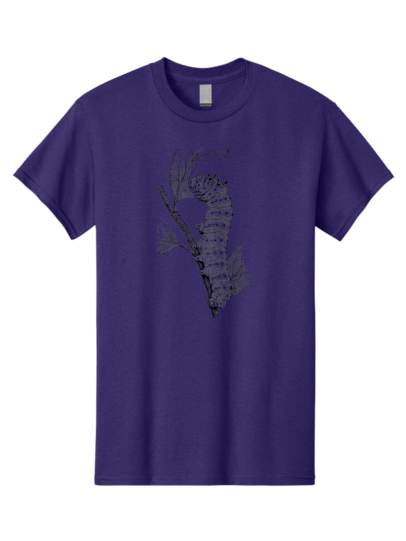 Caterpillar-On-Leaf-1 Men'S Graphic Tee, 100% Cotton, Comfortable Casual Summer Wear, Machine Washable, Caterpillar Eating Leaf, Insect Metamorphosis, Wildlife Illustration, Caterpillar Stage, Leaf Damage, Insect Life Cycle, Garden Pest Aab519