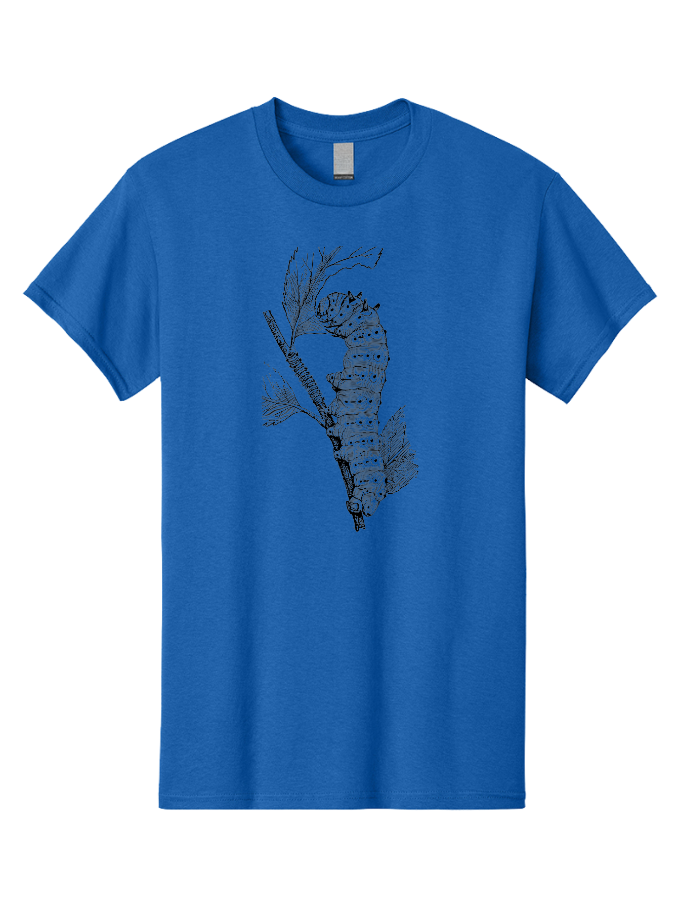 Caterpillar-On-Leaf-1 Men'S Graphic Tee, 100% Cotton, Comfortable Casual Summer Wear, Machine Washable, Caterpillar Eating Leaf, Insect Metamorphosis, Wildlife Illustration, Caterpillar Stage, Leaf Damage, Insect Life Cycle, Garden Pest Aab519
