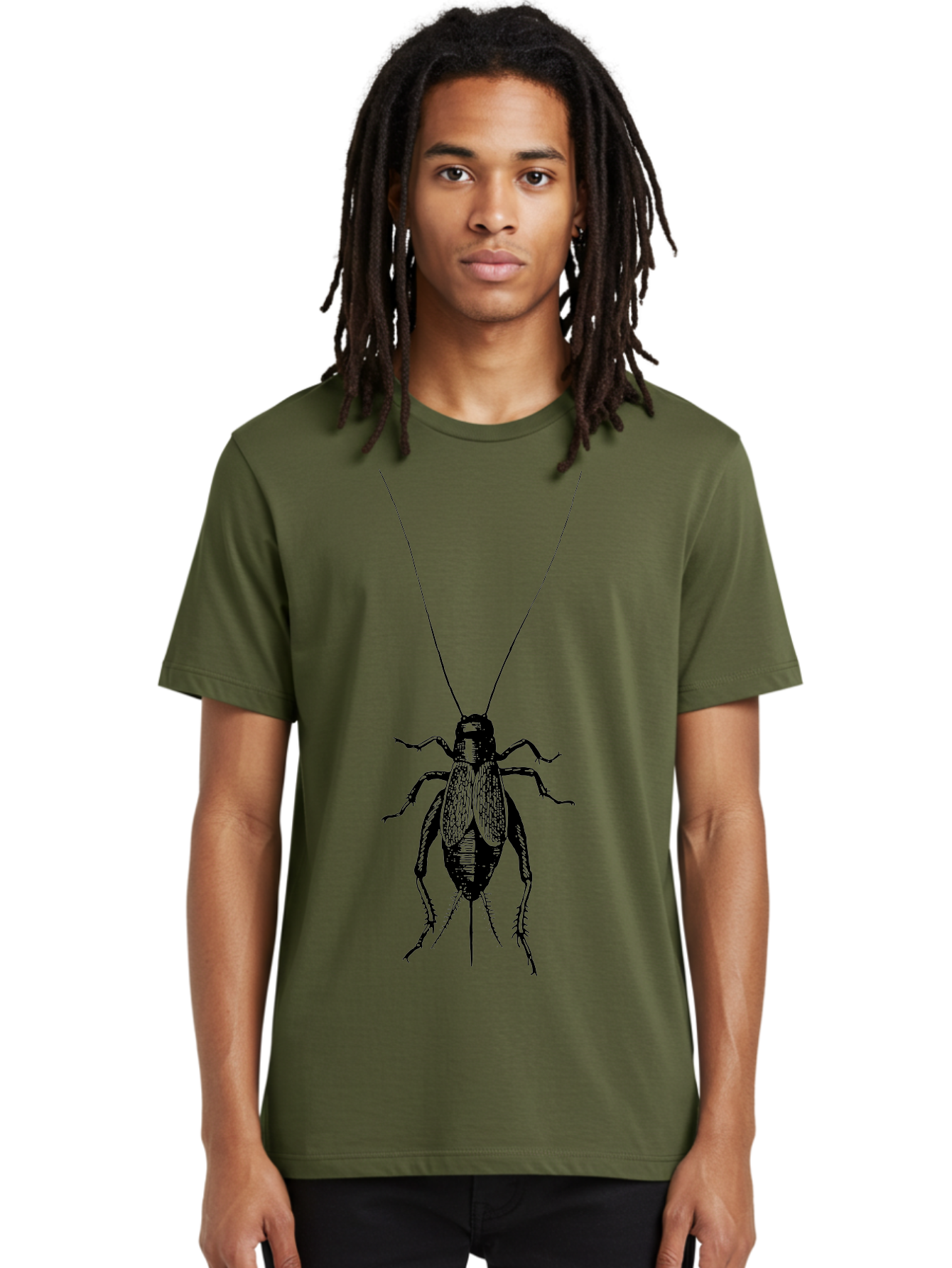 Cricket-1 Men'S Graphic Tee, 100% Cotton, Comfortable Casual Summer Wear, Machine Washable, Black Cockroach, Insect Silhouette, Detailed Illustration, Creepy Crawlies, Entomology Art, Bug Graphics, Vector Design, Pest Control Imagery Aab524