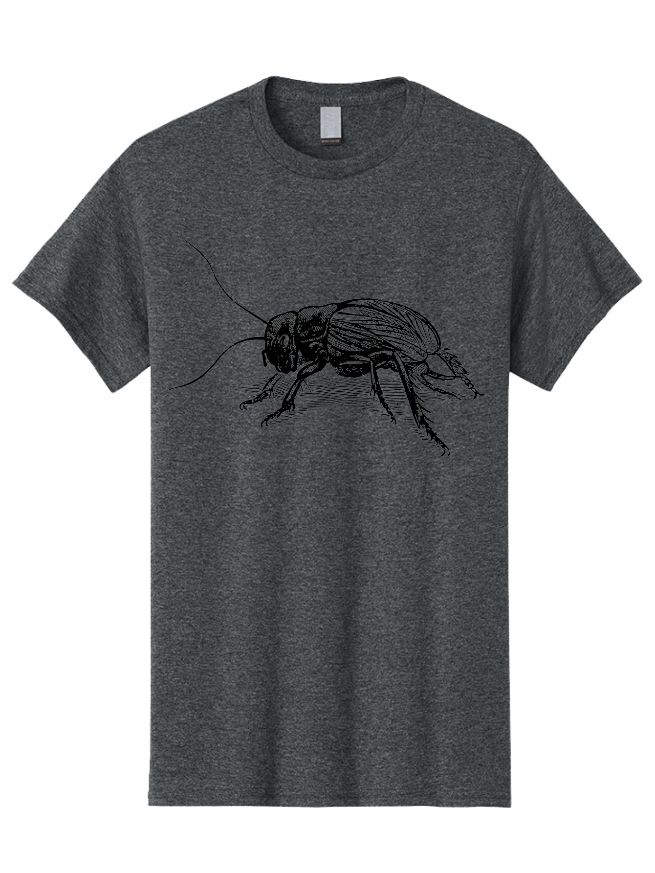 Cricket-2 Men'S Graphic Tee, 100% Cotton, Comfortable Casual Summer Wear, Machine Washable, Cricket Insect, Black Illustration, Detailed Drawing, Insect Anatomy, Entomology Art, Wildlife Illustration, Insect Wings, Long Antennae Aab525
