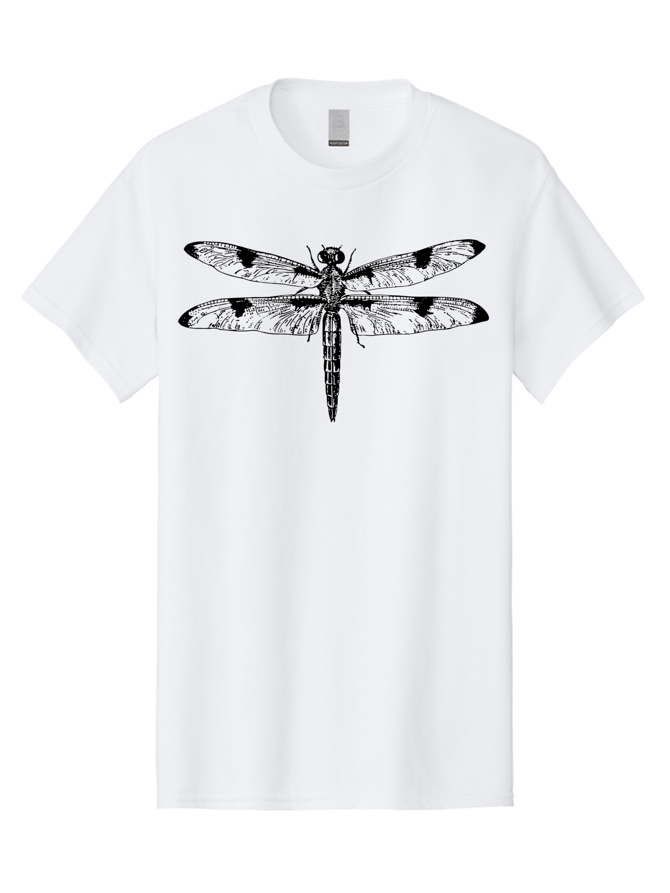 Dragonfly Men'S Graphic Tee, 100% Cotton, Comfortable Casual Summer Wear, Machine Washable, Black And White Dragonfly Art, Insect Illustration, Detailed Wings, Wildlife Artwork, Dragonfly Design, Nature Graphics Aab529