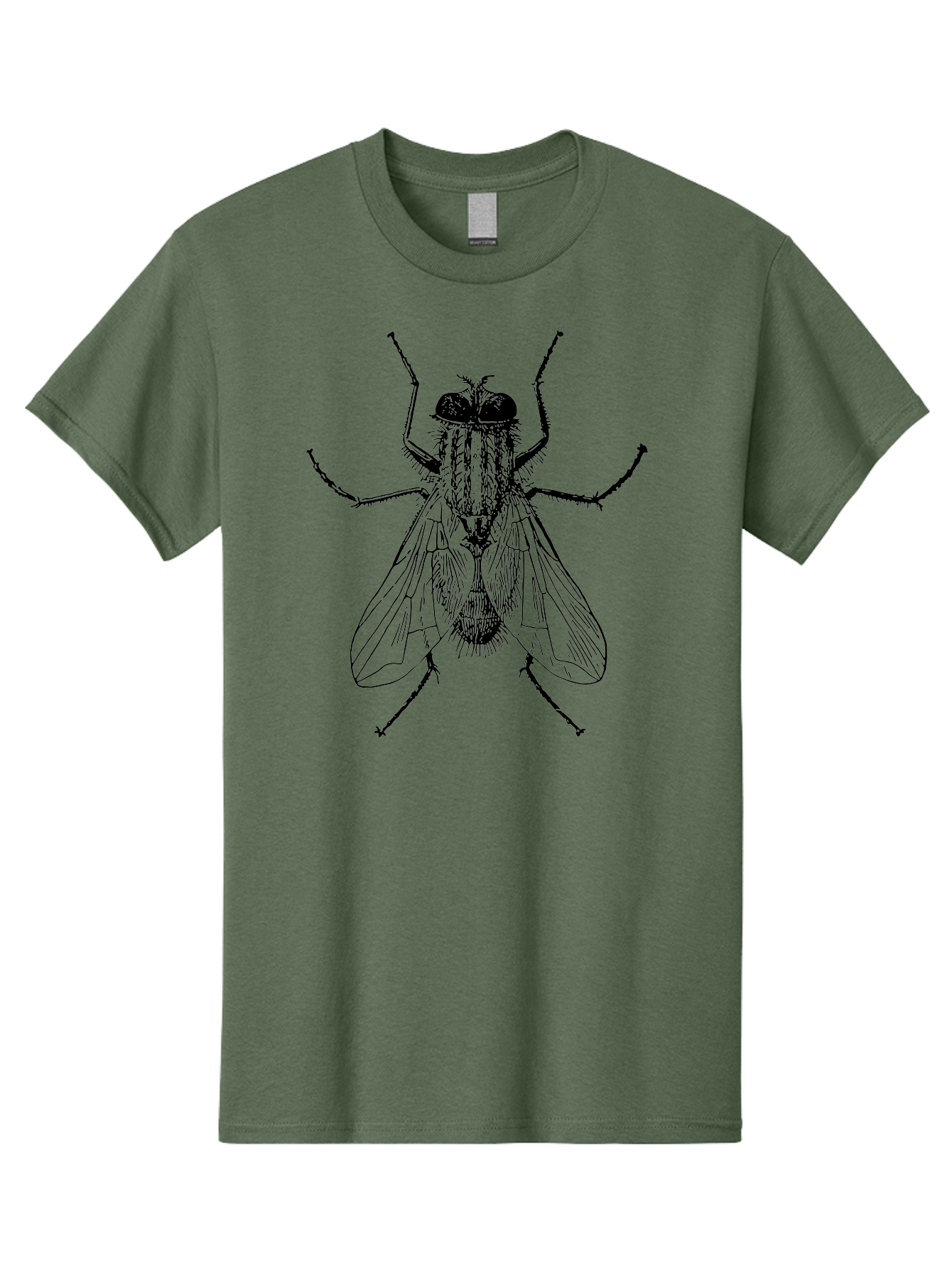 Fly-Illustration Men'S Graphic Tee, 100% Cotton, Comfortable Casual Summer Wear, Machine Washable, Fly, Insect, Black And White Illustration, Detailed Drawing, Entomology, Insect Anatomy, Fly Species, Winged Insect, Bug, Zoology Aab532