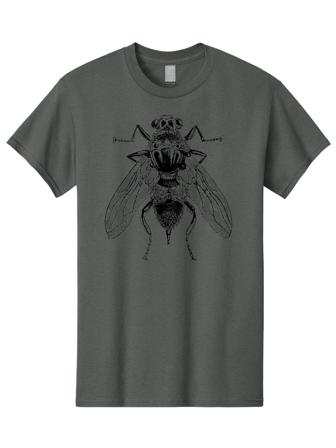 Fly-With-Chains Men'S Graphic Tee, 100% Cotton, Comfortable Casual Summer Wear, Machine Washable, Fly Illustration, Insect Art, Entomology, Chained Fly, Symbolic Art, Surreal Imagery, Detailed Drawing, Wings, Insects In Chains, Aab533