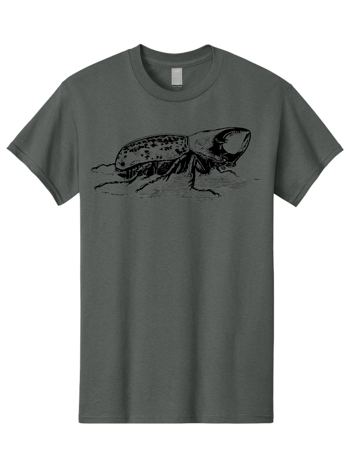 Hercules-Beetle Men'S Graphic Tee, 100% Cotton, Comfortable Casual Summer Wear, Machine Washable, Black Beetle, Insect Illustration, Detailed Drawing, Scientific Art, Entomology, Bug, Insect, Wildlife Art, Natural History Aab539