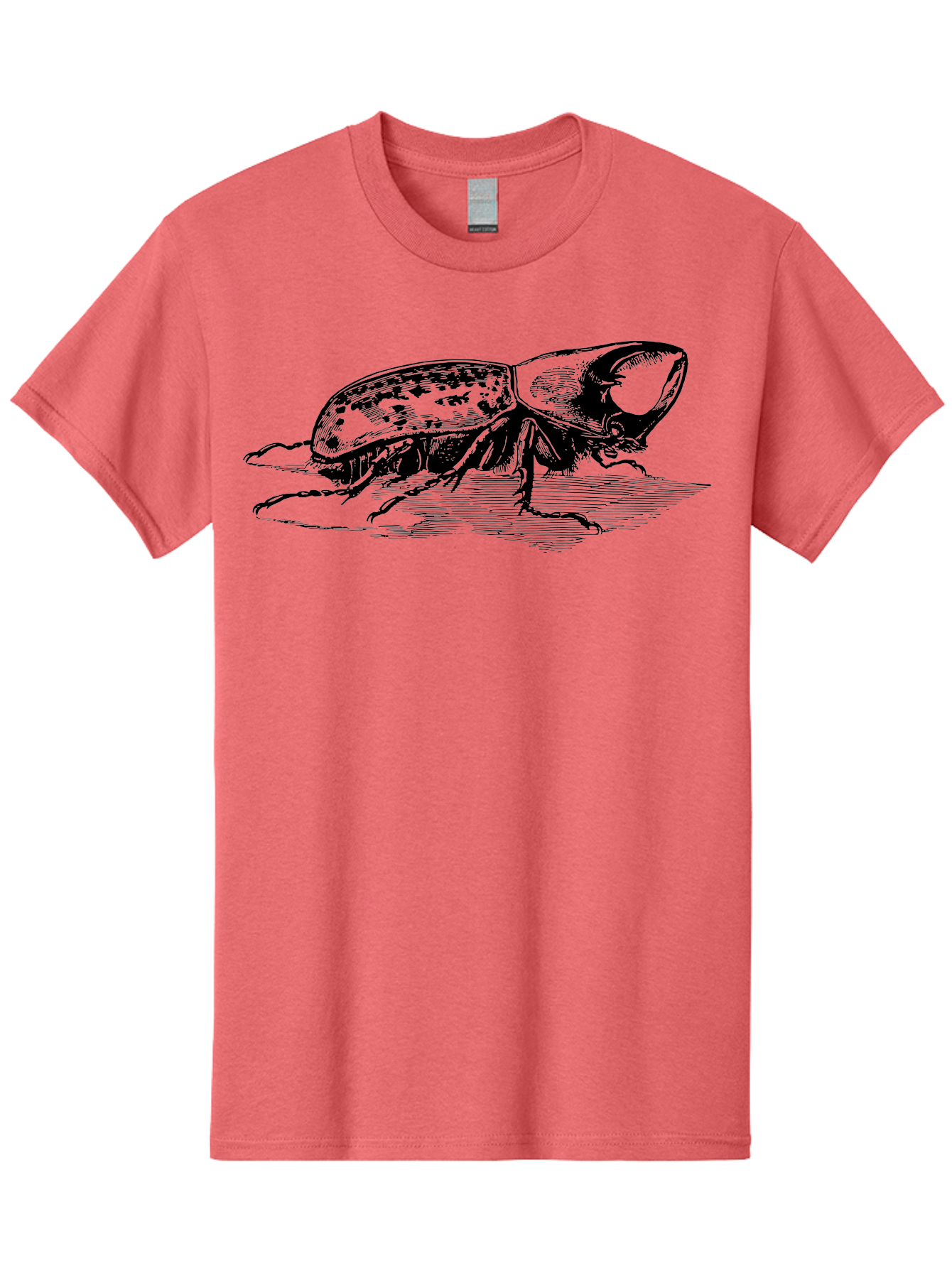 Hercules-Beetle Men'S Graphic Tee, 100% Cotton, Comfortable Casual Summer Wear, Machine Washable, Black Beetle, Insect Illustration, Detailed Drawing, Scientific Art, Entomology, Bug, Insect, Wildlife Art, Natural History Aab539
