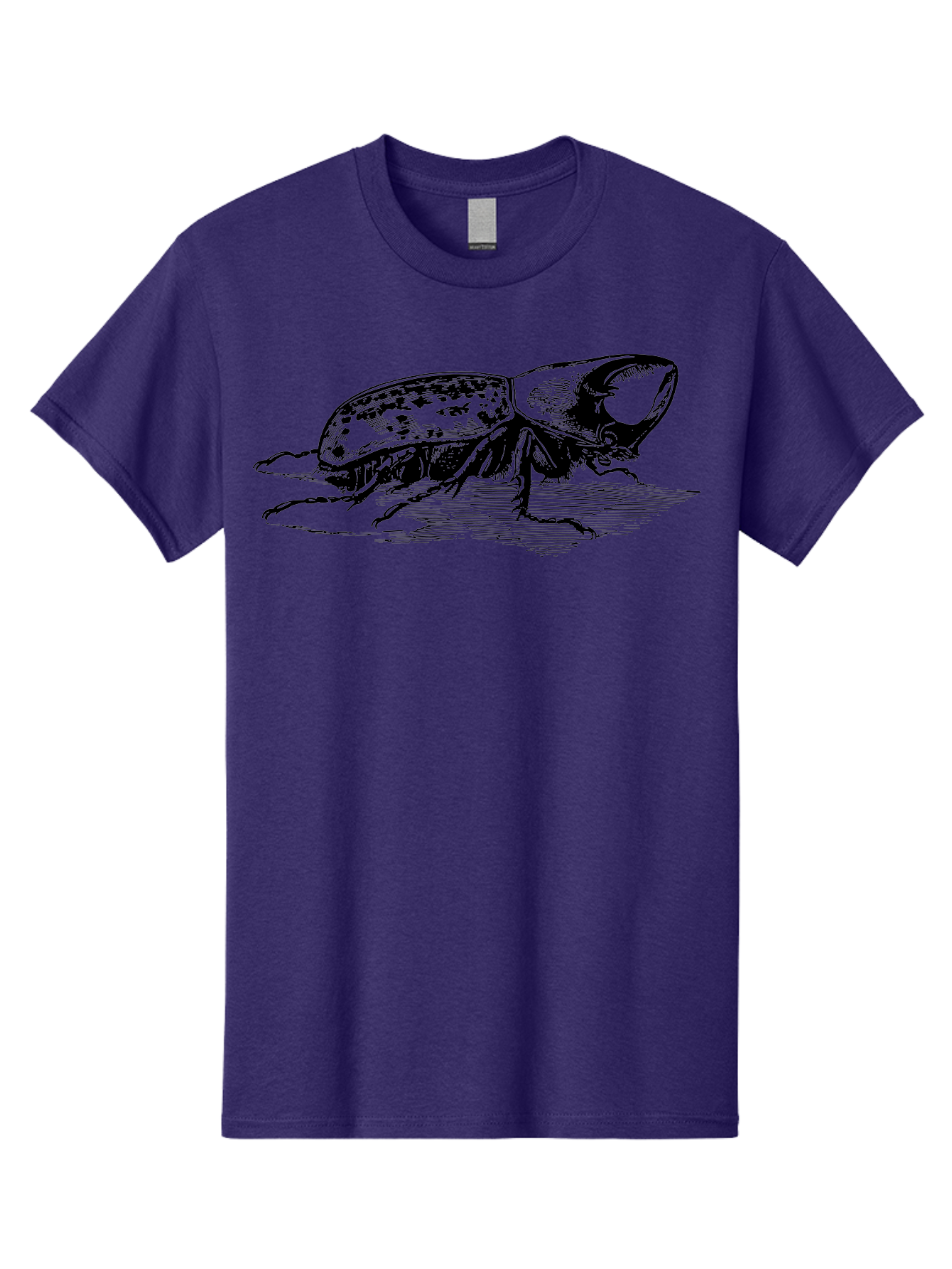 Hercules-Beetle Men'S Graphic Tee, 100% Cotton, Comfortable Casual Summer Wear, Machine Washable, Black Beetle, Insect Illustration, Detailed Drawing, Scientific Art, Entomology, Bug, Insect, Wildlife Art, Natural History Aab539