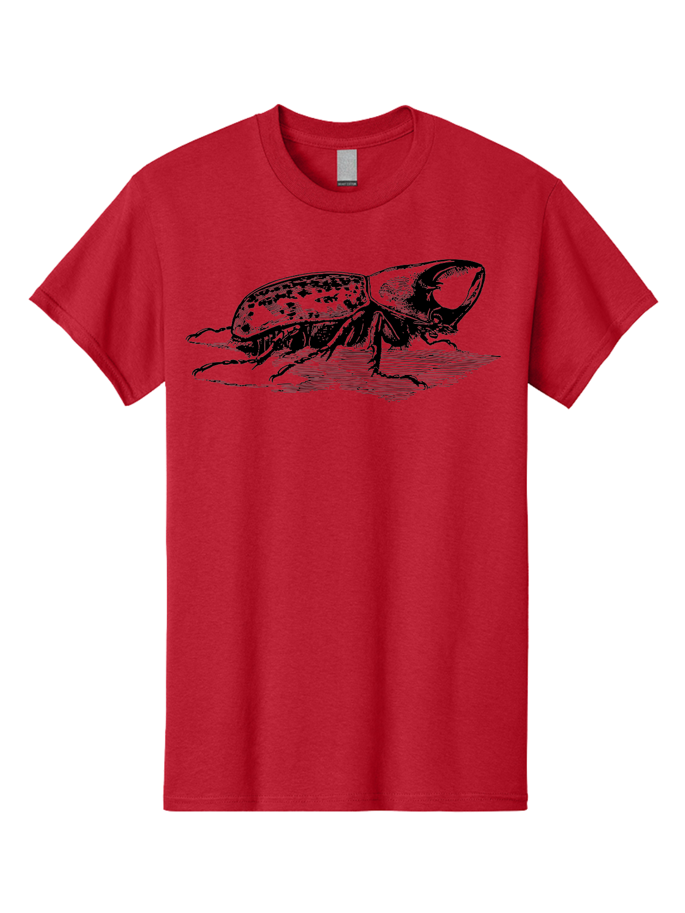 Hercules-Beetle Men'S Graphic Tee, 100% Cotton, Comfortable Casual Summer Wear, Machine Washable, Black Beetle, Insect Illustration, Detailed Drawing, Scientific Art, Entomology, Bug, Insect, Wildlife Art, Natural History Aab539