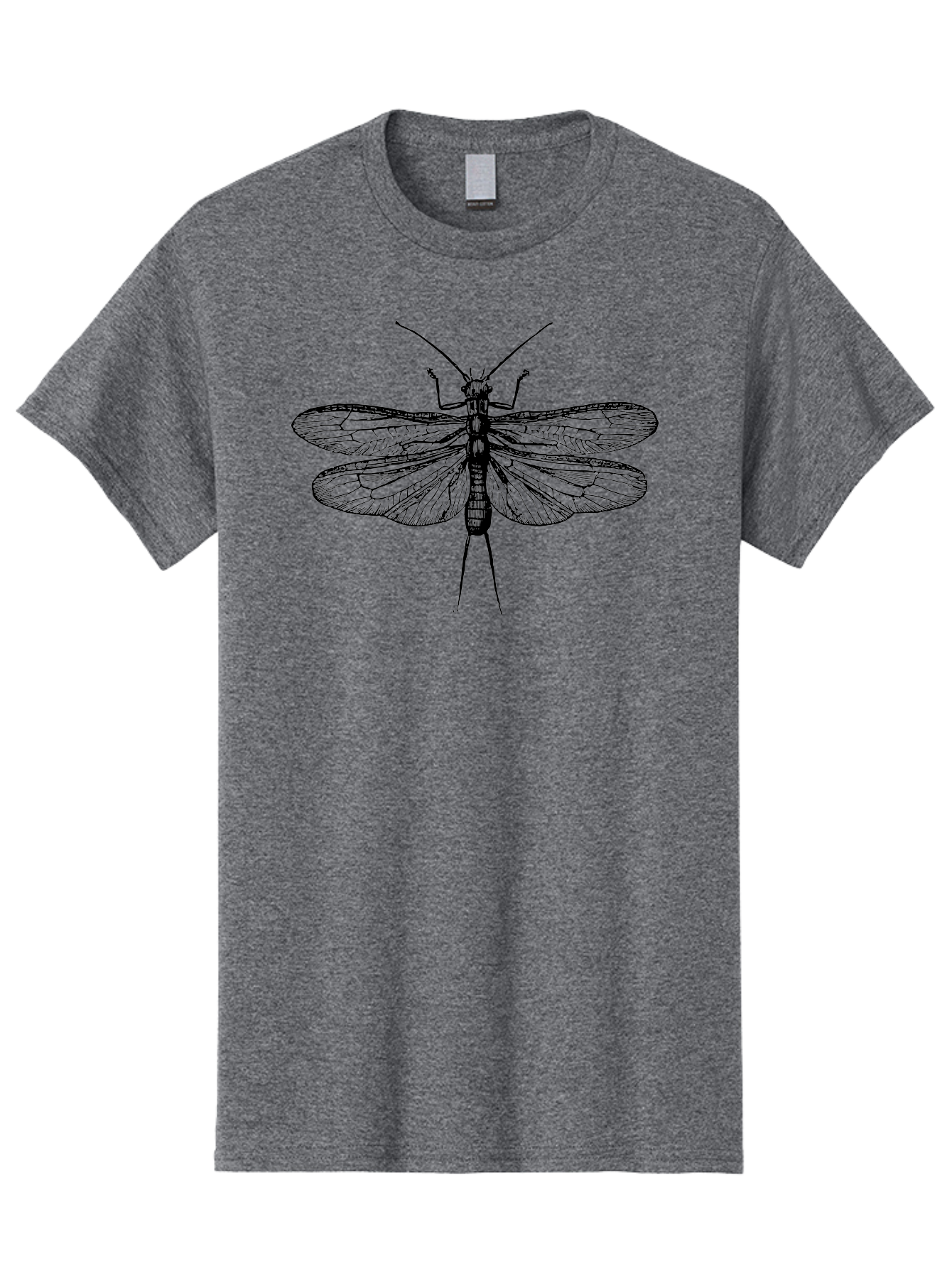 Katydid Men'S Graphic Tee, 100% Cotton, Comfortable Casual Summer Wear, Machine Washable, Black Cricket Illustration, Insect Art, Detailed Drawing, Winged Creature, Entomology, Insect Wings, Detailed Lines, Graphic Design Aab540