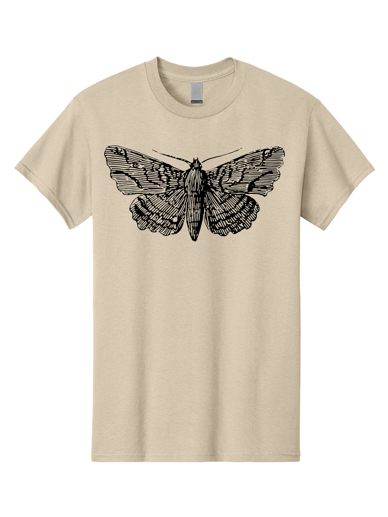 Moth-1 Men'S Graphic Tee, 100% Cotton, Comfortable Casual Summer Wear, Machine Washable, Moth Illustration, Insect Art, Black And Green, Detailed Drawing, Line Art, Entomology, Wing Patterns, Nocturnal Creature, Delicate Features Aab546