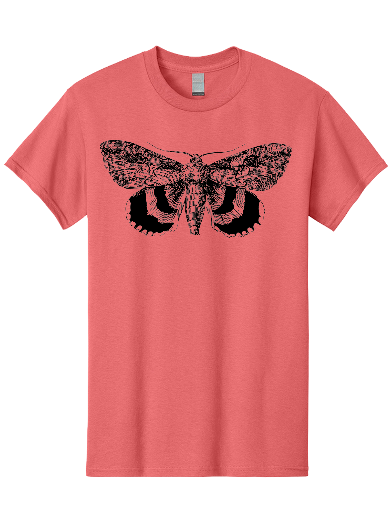 Moth-Illustration Men'S Graphic Tee, 100% Cotton, Comfortable Casual Summer Wear, Machine Washable, Black And Green Moth Illustration, Insect Art, Detailed Drawing, Wingspan, Entomology, Biological Illustration, Vintage Style, Butterfly Wings, Aab548