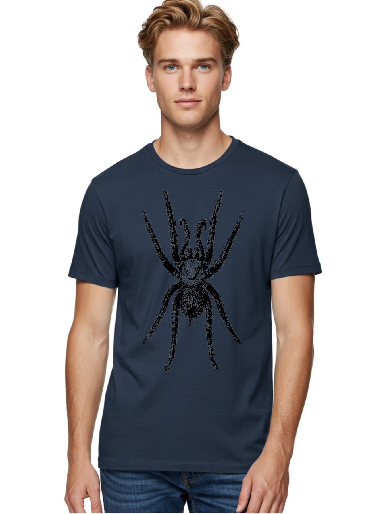 Spider Men'S Graphic Tee, 100% Cotton, Comfortable Casual Summer Wear, Machine Washable, Black Widow Spider, Arachnid, Eight Legs, Spider Silhouette, Arachnophobia, Black And Green, Creepy Crawlers, Spider Graphics, Dark Art Aab554