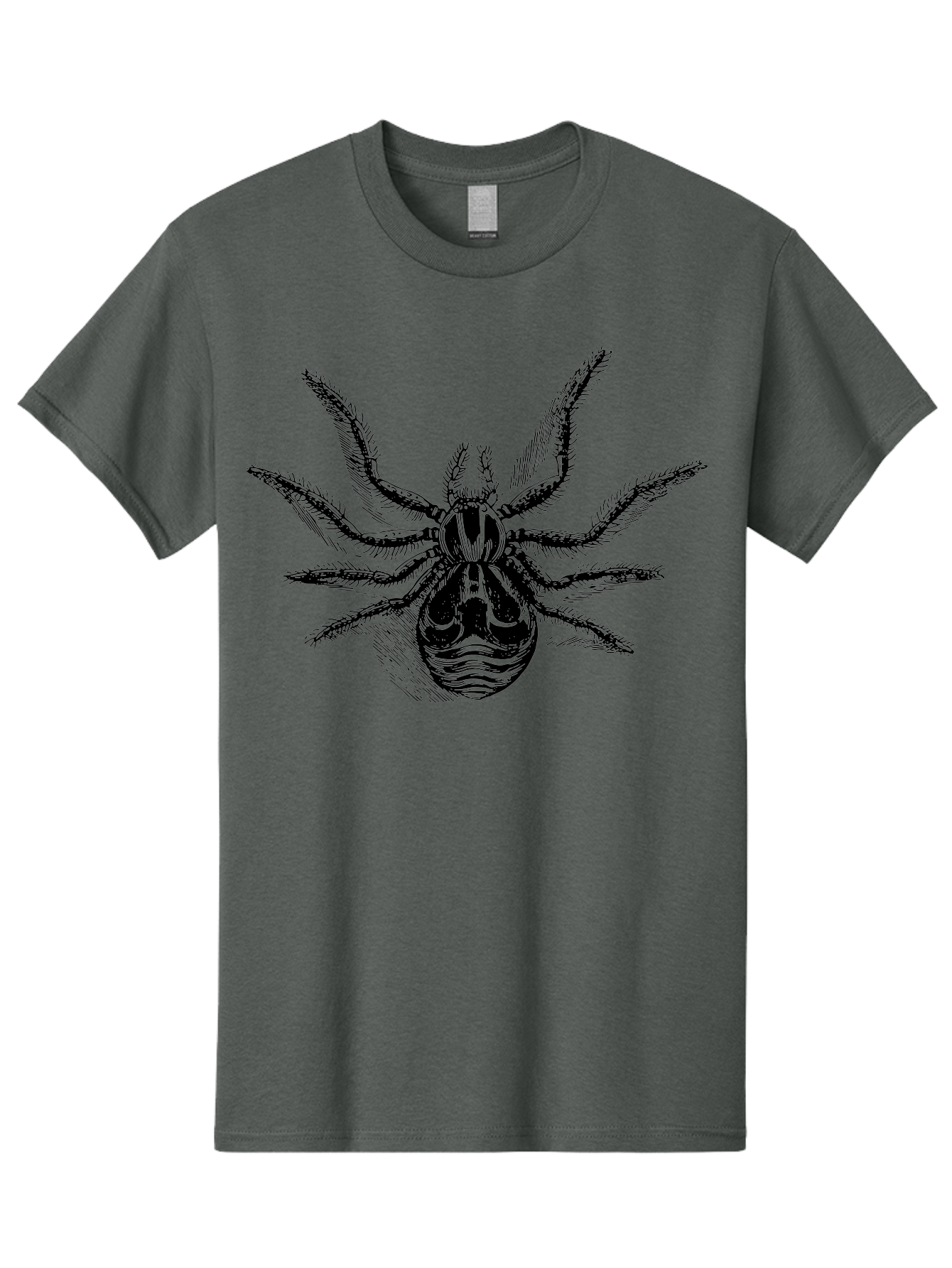 Tarantula Men'S Graphic Tee, 100% Cotton, Comfortable Casual Summer Wear, Machine Washable, Tarantula, Spider Illustration, Arachnid Art, Black And Green Design, Creepy Crawlers, Spider Graphics, Detailed Drawing, Spider Legs Aab558