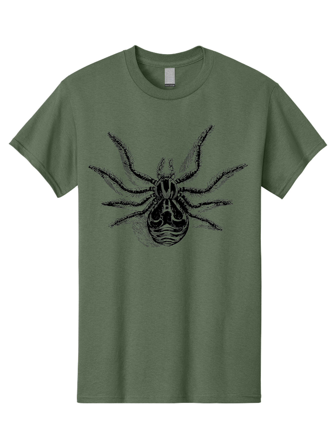 Tarantula Men'S Graphic Tee, 100% Cotton, Comfortable Casual Summer Wear, Machine Washable, Tarantula, Spider Illustration, Arachnid Art, Black And Green Design, Creepy Crawlers, Spider Graphics, Detailed Drawing, Spider Legs Aab558
