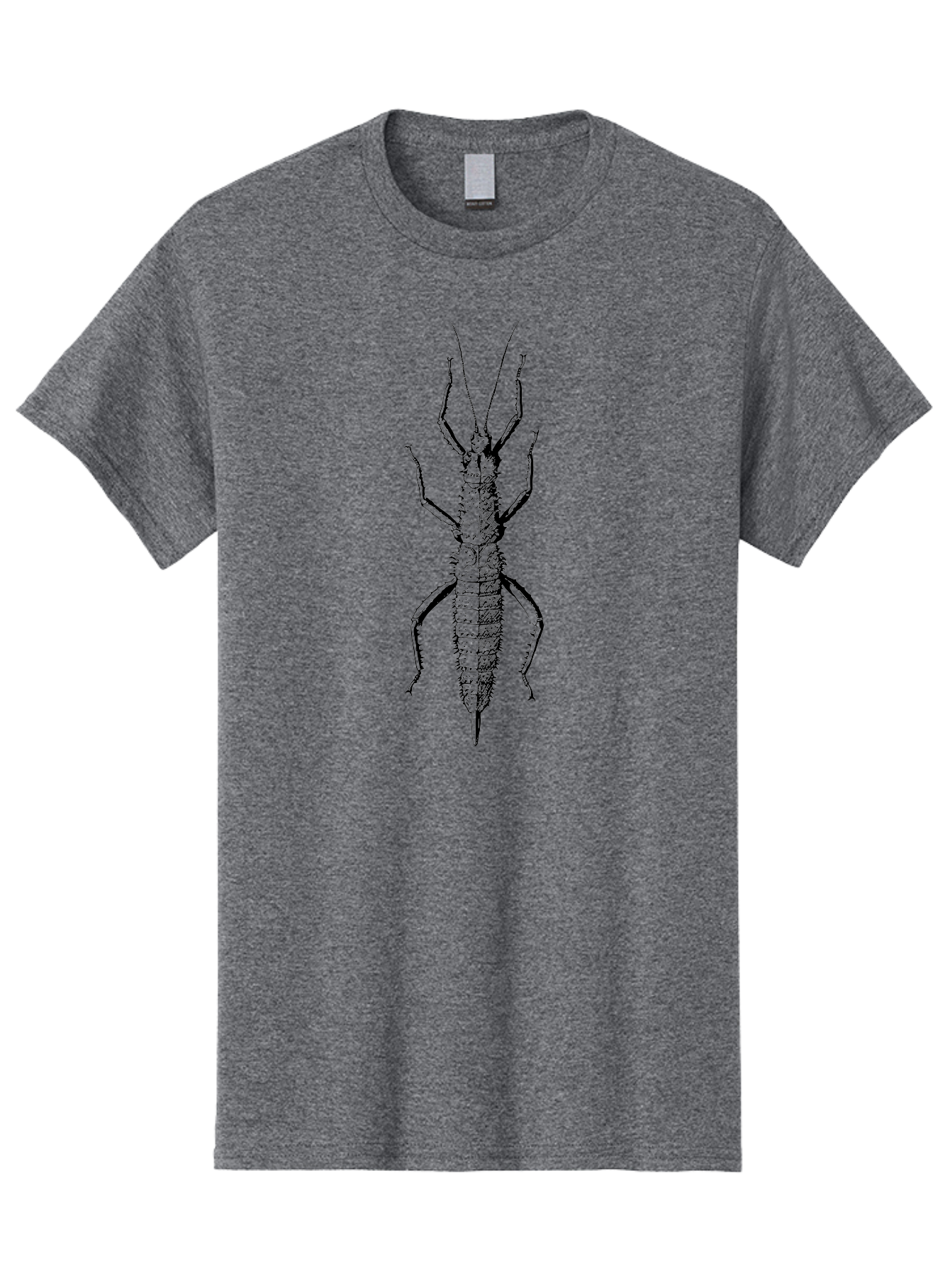 Weta Men'S Graphic Tee, 100% Cotton, Comfortable Casual Summer Wear, Machine Washable, Weta Insect, Native New Zealand Bug, Black Illustration, Entomology Art, Insect Anatomy, Detailed Drawing, Wildlife Illustration Aab561
