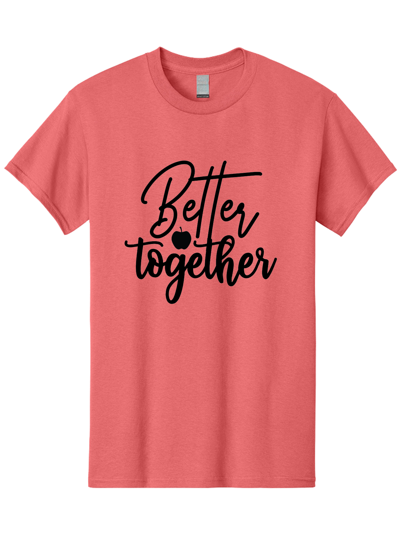 Better-Together Men'S Graphic Tee, 100% Cotton, Comfortable Casual Summer Wear, Machine Washable, Better Together, Inspirational Quote, Apple Symbol, Teamwork, Unity, Motivational Phrase, Cursive Text, Black Font, Educational Theme Aab565