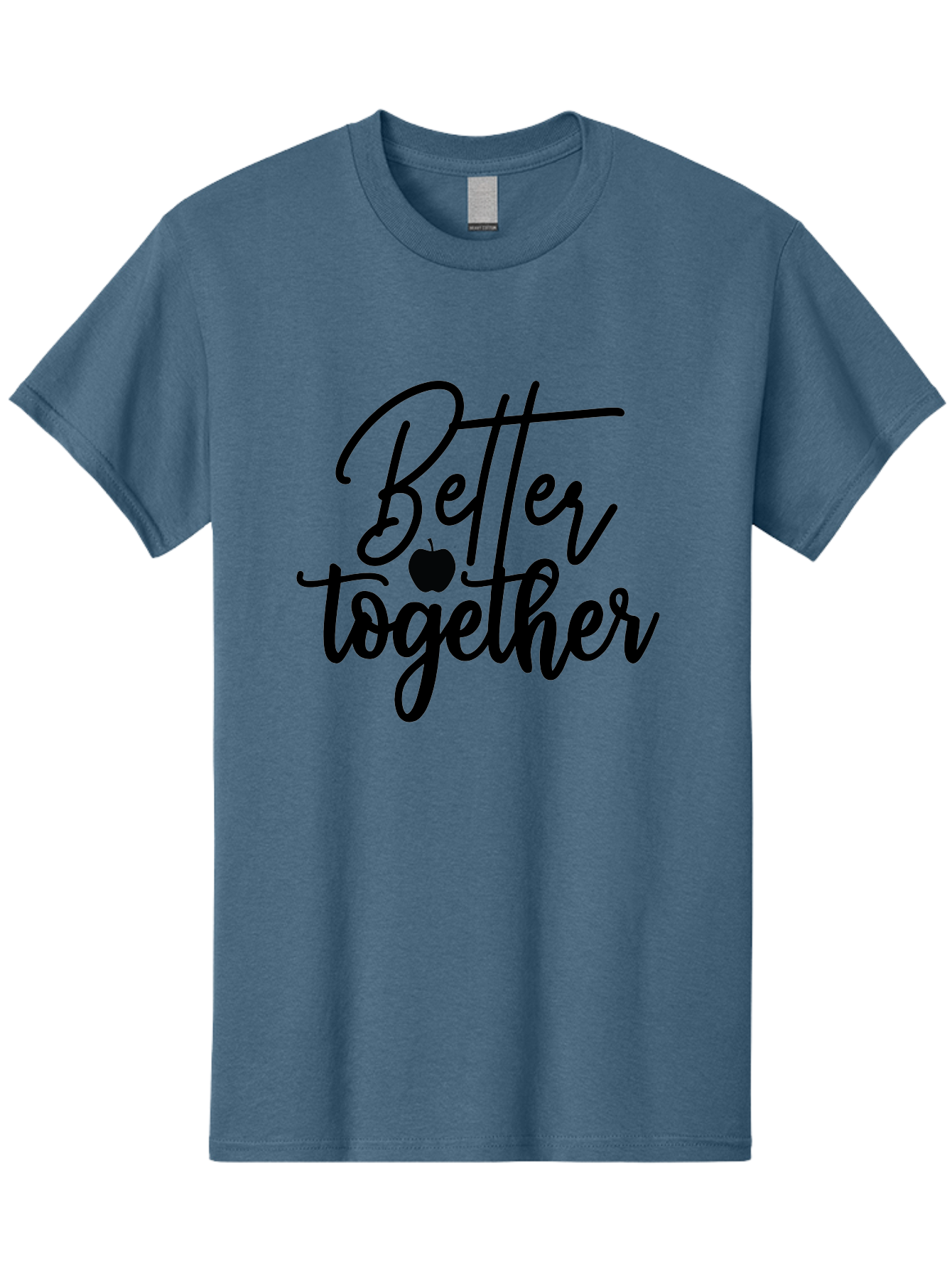 Better-Together Men'S Graphic Tee, 100% Cotton, Comfortable Casual Summer Wear, Machine Washable, Better Together, Inspirational Quote, Apple Symbol, Teamwork, Unity, Motivational Phrase, Cursive Text, Black Font, Educational Theme Aab565