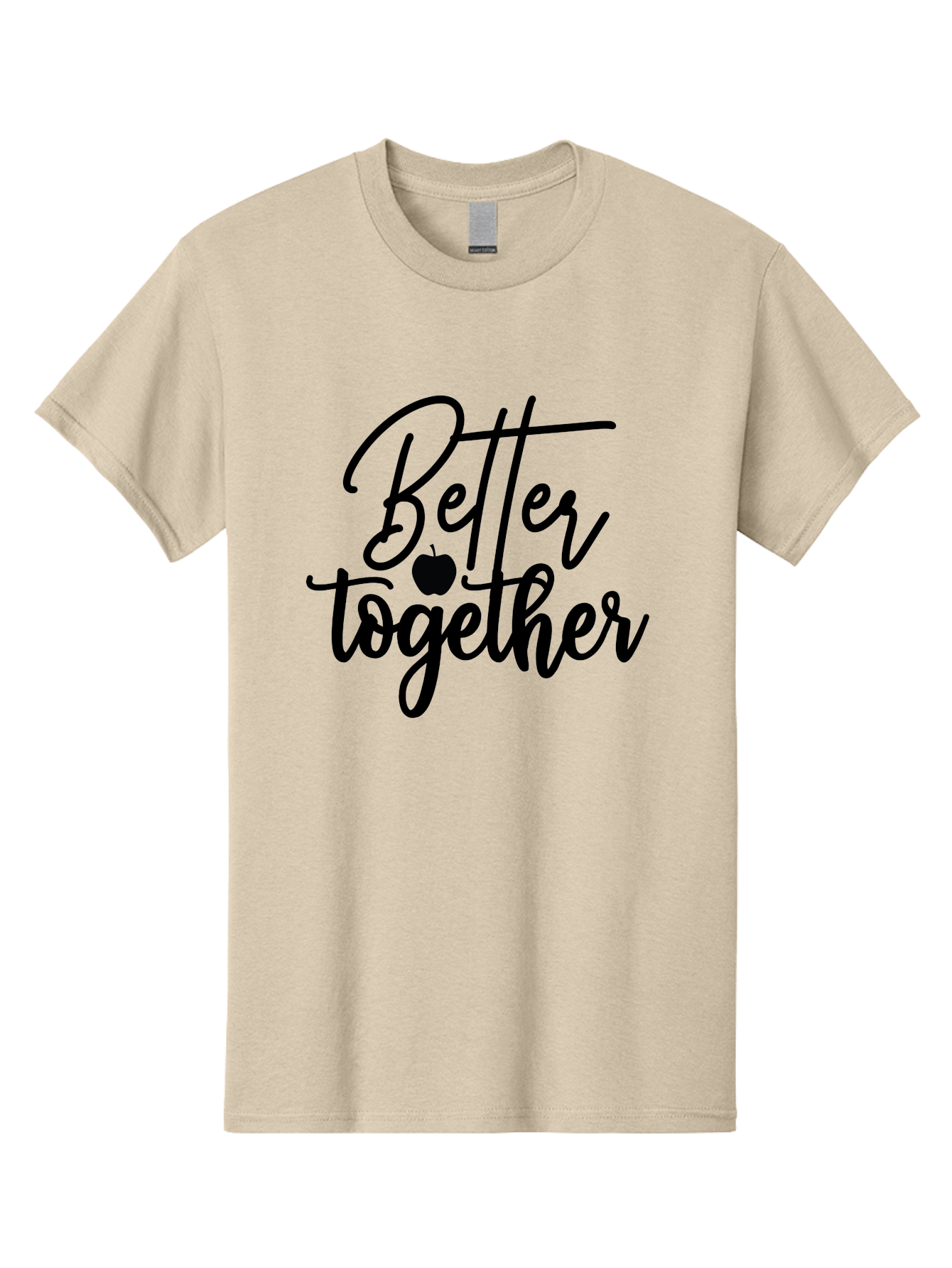 Better-Together Men'S Graphic Tee, 100% Cotton, Comfortable Casual Summer Wear, Machine Washable, Better Together, Inspirational Quote, Apple Symbol, Teamwork, Unity, Motivational Phrase, Cursive Text, Black Font, Educational Theme Aab565