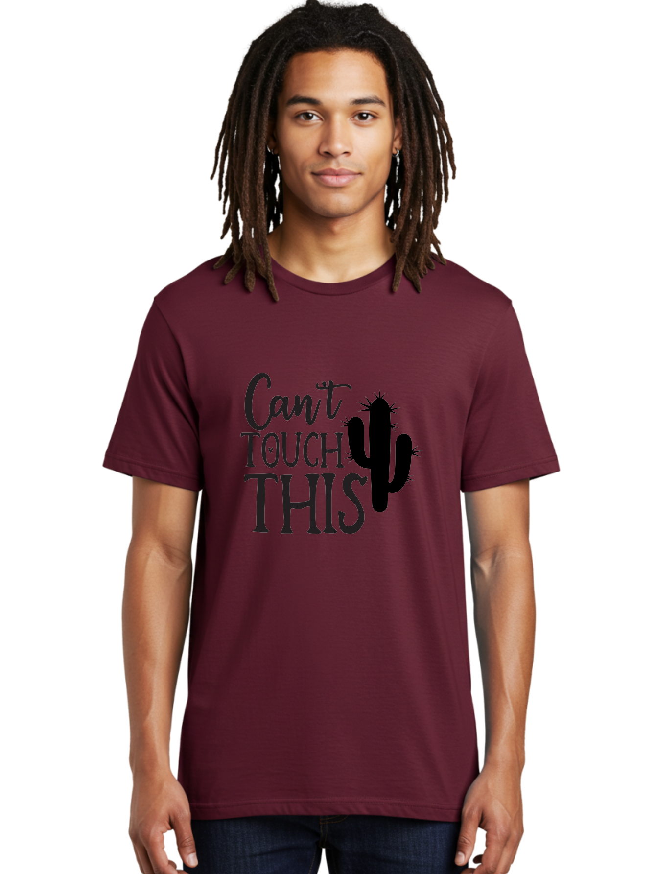 Cant-Touch-This-Cactus Men'S Graphic Tee, 100% Cotton, Comfortable Casual Summer Wear, Machine Washable, Funny Cactus Design, Prickly Humor, Cactus Silhouette, Humorous Quote, Playful Graphic, Funny Saying, Cactus Illustration, Sassy Phrase Aab568