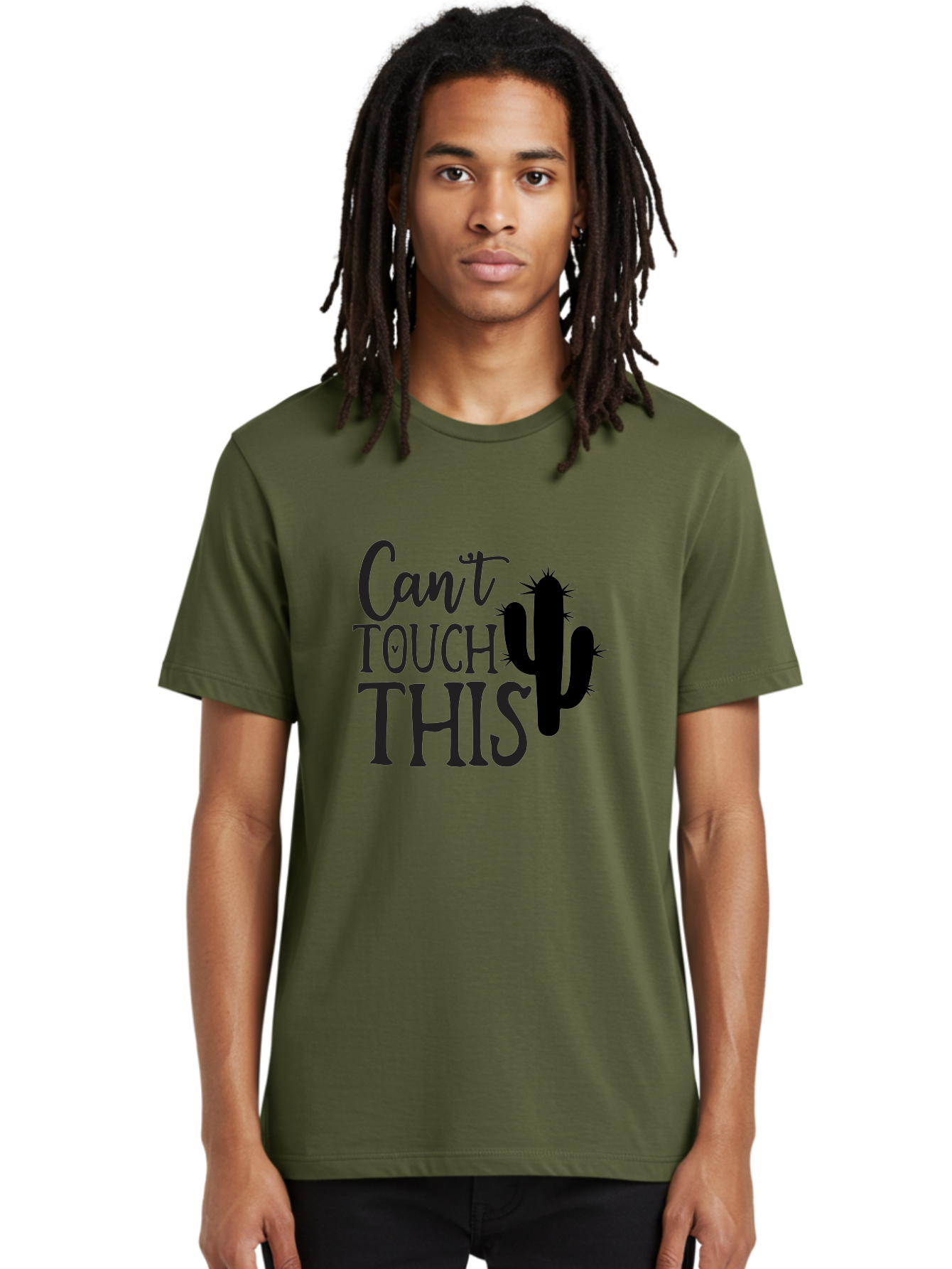 Cant-Touch-This-Cactus Men'S Graphic Tee, 100% Cotton, Comfortable Casual Summer Wear, Machine Washable, Funny Cactus Design, Prickly Humor, Cactus Silhouette, Humorous Quote, Playful Graphic, Funny Saying, Cactus Illustration, Sassy Phrase Aab568