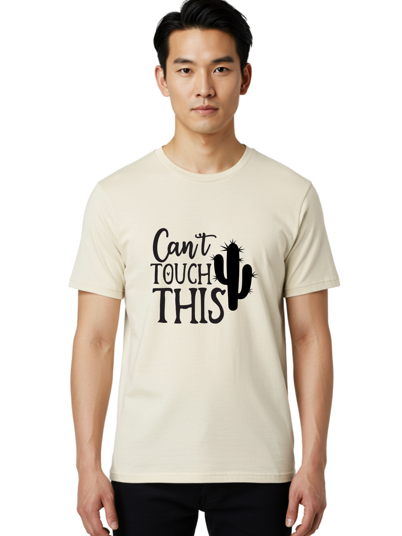 Cant-Touch-This-Cactus Men'S Graphic Tee, 100% Cotton, Comfortable Casual Summer Wear, Machine Washable, Funny Cactus Design, Prickly Humor, Cactus Silhouette, Humorous Quote, Playful Graphic, Funny Saying, Cactus Illustration, Sassy Phrase Aab568