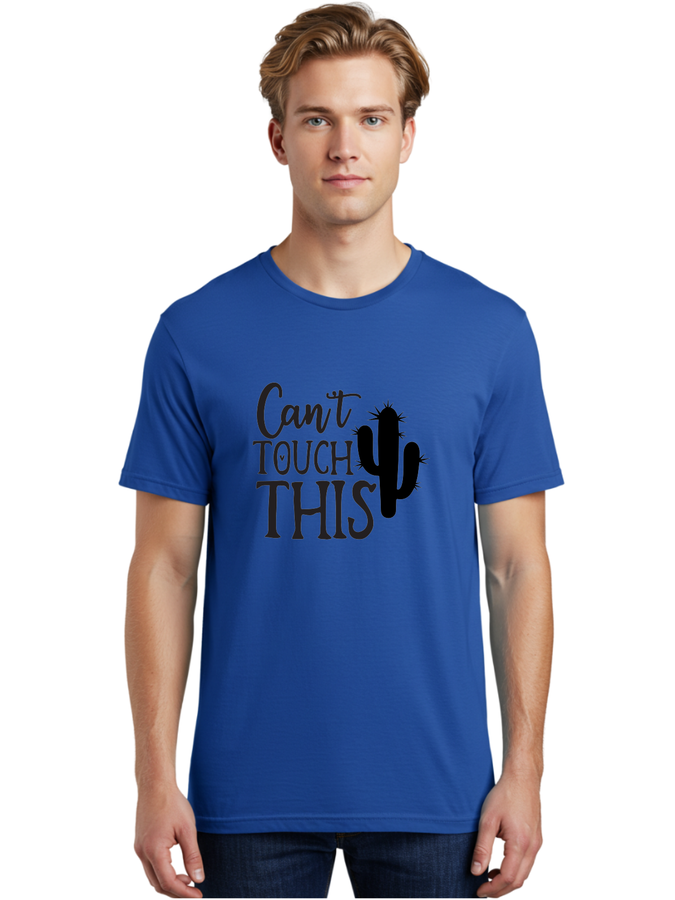 Cant-Touch-This-Cactus Men'S Graphic Tee, 100% Cotton, Comfortable Casual Summer Wear, Machine Washable, Funny Cactus Design, Prickly Humor, Cactus Silhouette, Humorous Quote, Playful Graphic, Funny Saying, Cactus Illustration, Sassy Phrase Aab568