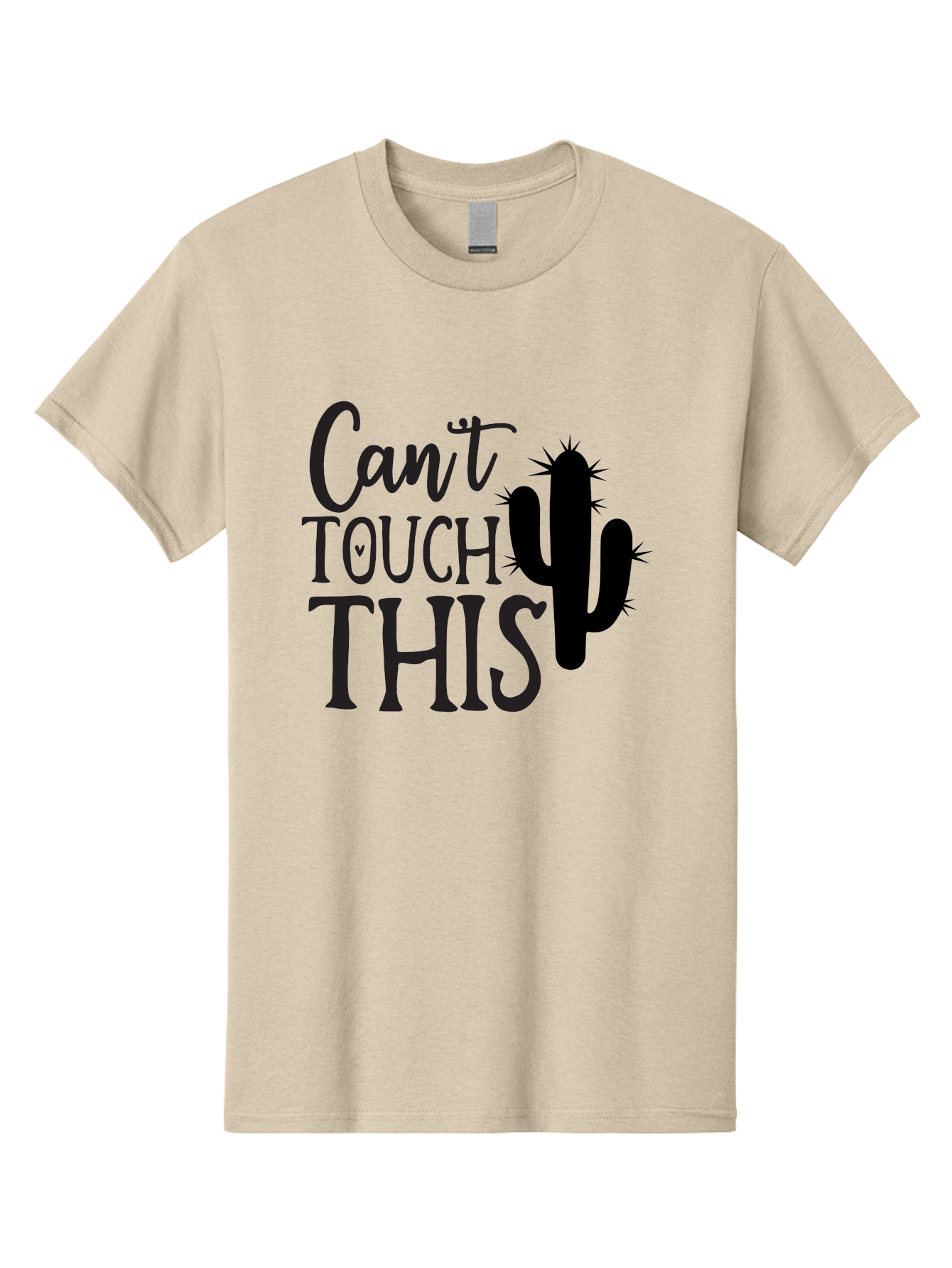 Cant-Touch-This-Cactus Men'S Graphic Tee, 100% Cotton, Comfortable Casual Summer Wear, Machine Washable, Funny Cactus Design, Prickly Humor, Cactus Silhouette, Humorous Quote, Playful Graphic, Funny Saying, Cactus Illustration, Sassy Phrase Aab568