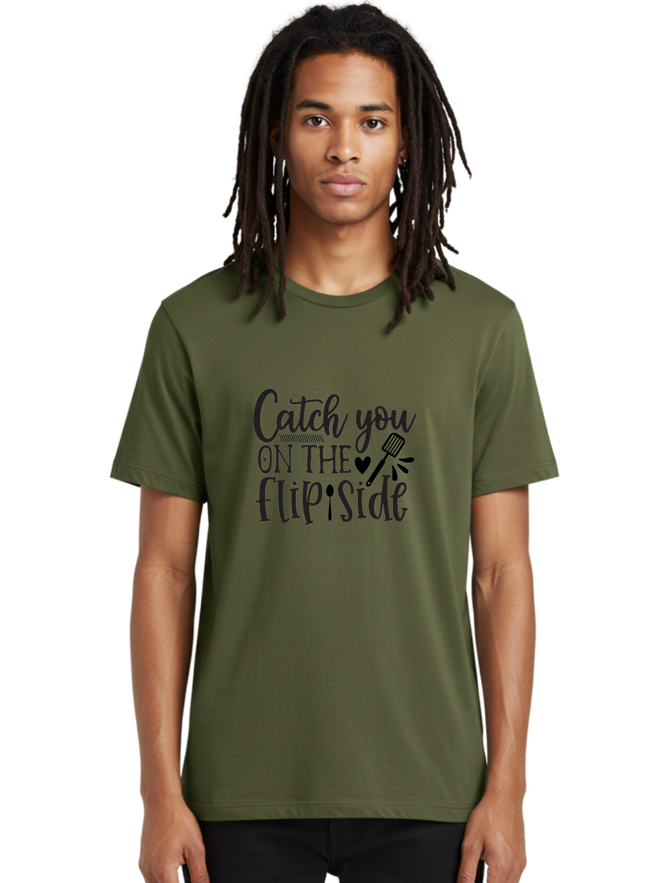 Catch-You-On-The-Flip-Side Men'S Graphic Tee, 100% Cotton, Comfortable Casual Summer Wear, Machine Washable, Funny Quote, Kitchen Humor, Barbecue Pun, Grill Master, Cooking Love, Playful Design, Witty Slogan, Cute Graphics, Kitchen Decor Aab569