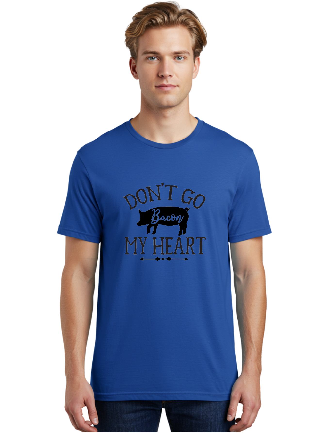 Don-T-Go-Bacon-My-Heart Men'S Graphic Tee, 100% Cotton, Comfortable Casual Summer Wear, Machine Washable, Funny Pig Quote, Bacon Love, Heart Pig, Pig Pun, Bacon Humor, Cute Pig Design, Pig Phrase, Bacon Phrase, Heartwarming Pig, Aab572