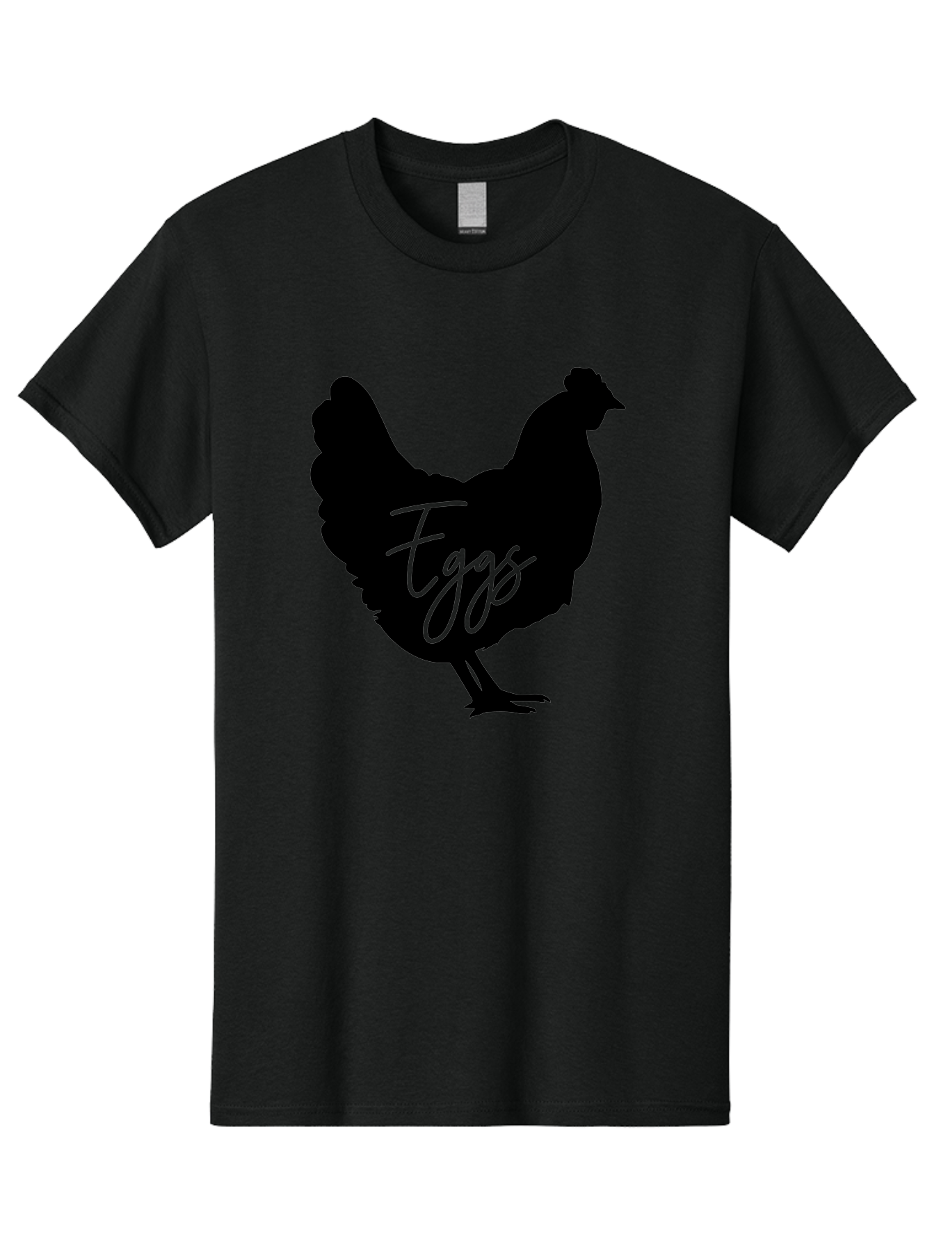 Eggs Men'S Graphic Tee, 100% Cotton, Comfortable Casual Summer Wear, Machine Washable, Black Chicken Silhouette, Egg Production Logo, Poultry Farm Graphics, Chicken Illustration, Eggs Text Overlay, Farm Fresh Eggs, Simple Design Elements, Aab573