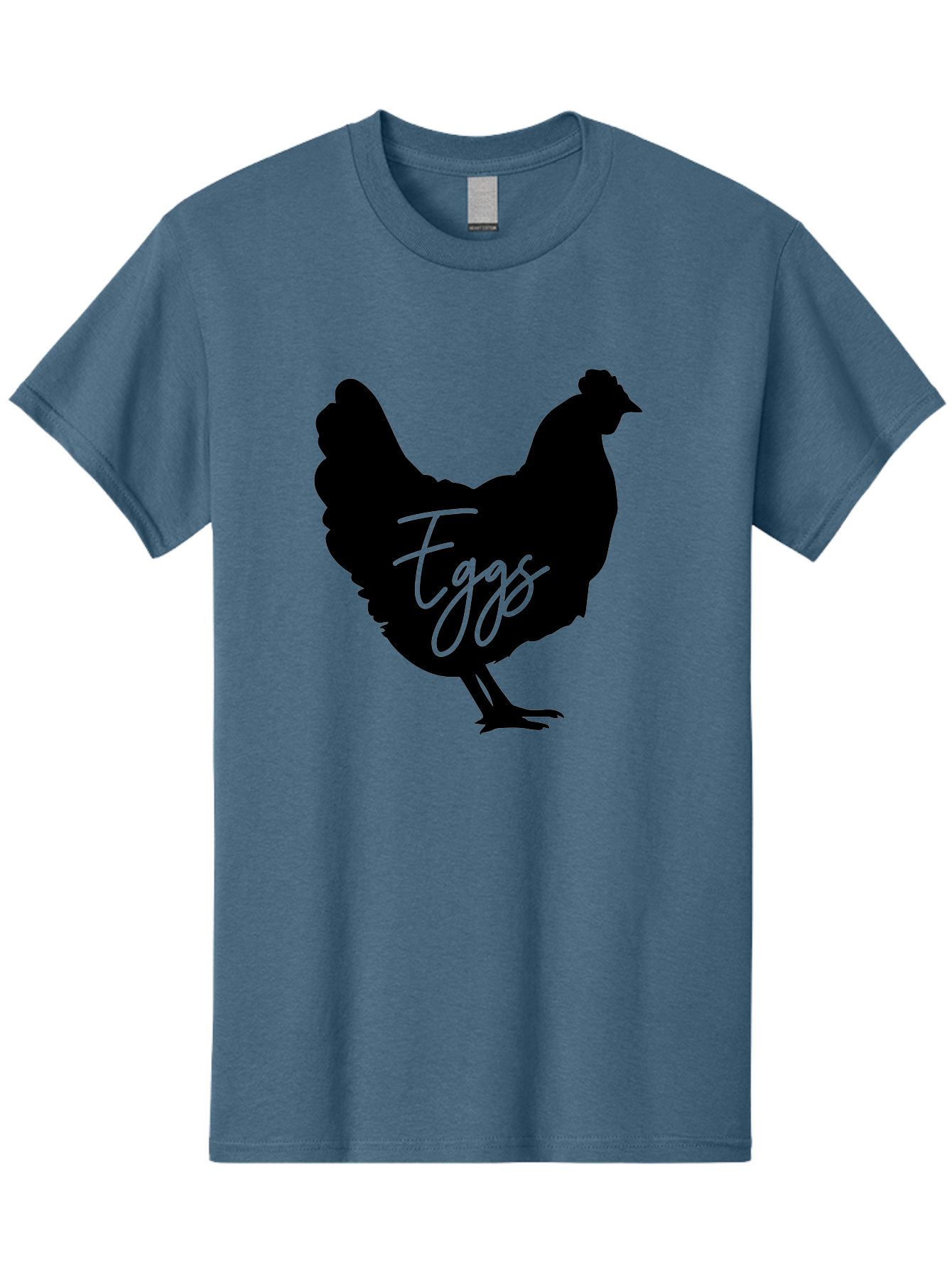 Eggs Men'S Graphic Tee, 100% Cotton, Comfortable Casual Summer Wear, Machine Washable, Black Chicken Silhouette, Egg Production Logo, Poultry Farm Graphics, Chicken Illustration, Eggs Text Overlay, Farm Fresh Eggs, Simple Design Elements, Aab573
