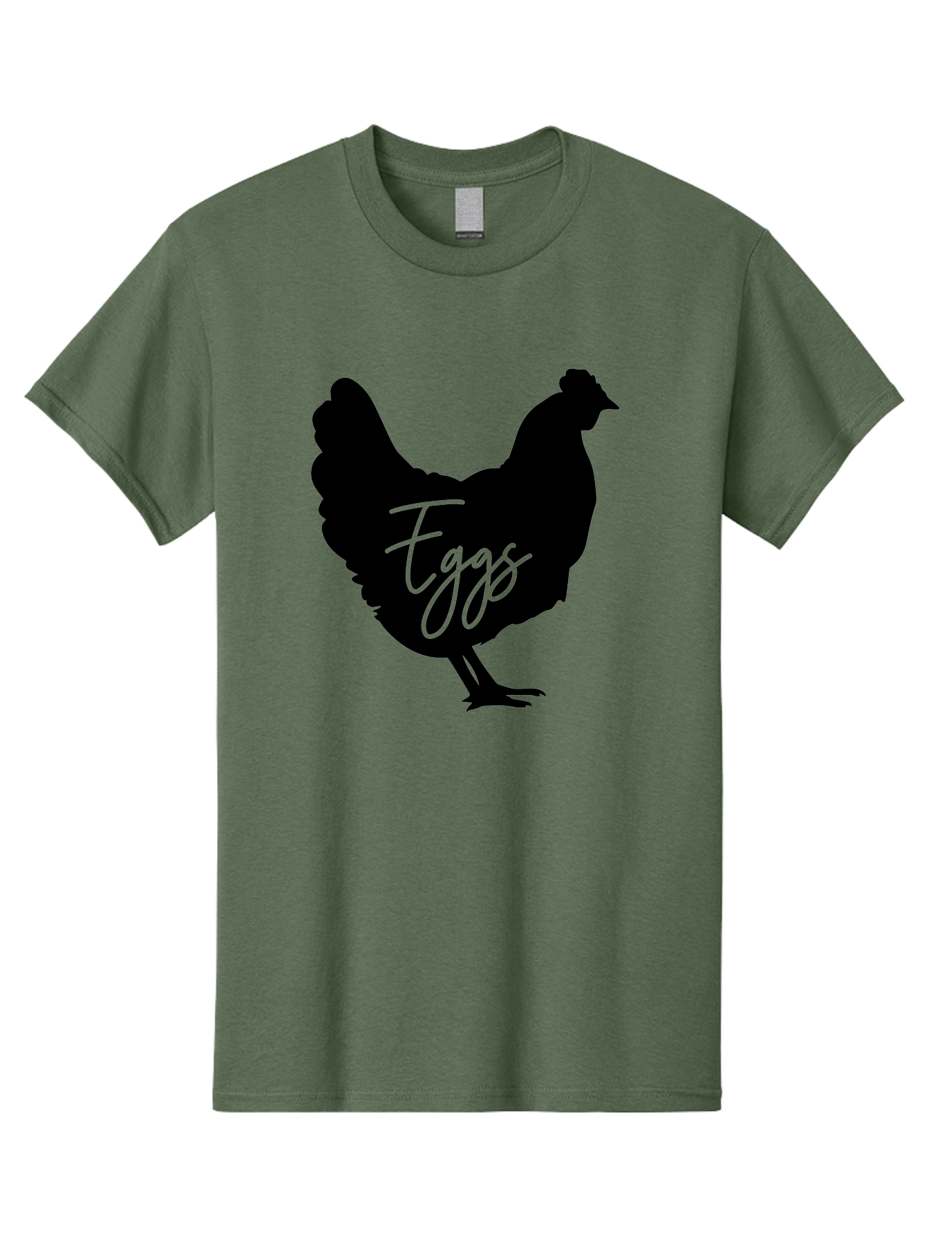 Eggs Men'S Graphic Tee, 100% Cotton, Comfortable Casual Summer Wear, Machine Washable, Black Chicken Silhouette, Egg Production Logo, Poultry Farm Graphics, Chicken Illustration, Eggs Text Overlay, Farm Fresh Eggs, Simple Design Elements, Aab573