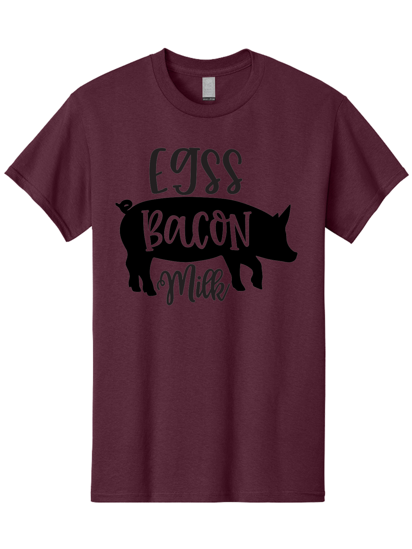 Egjss-Bacon-Milk Men'S Graphic Tee, 100% Cotton, Comfortable Casual Summer Wear, Machine Washable, Eggs, Bacon, Milk, Pig Silhouette, Farm Fresh, Dairy Products, Breakfast Foods, Savory Delights, Farm-To-Table Aab574