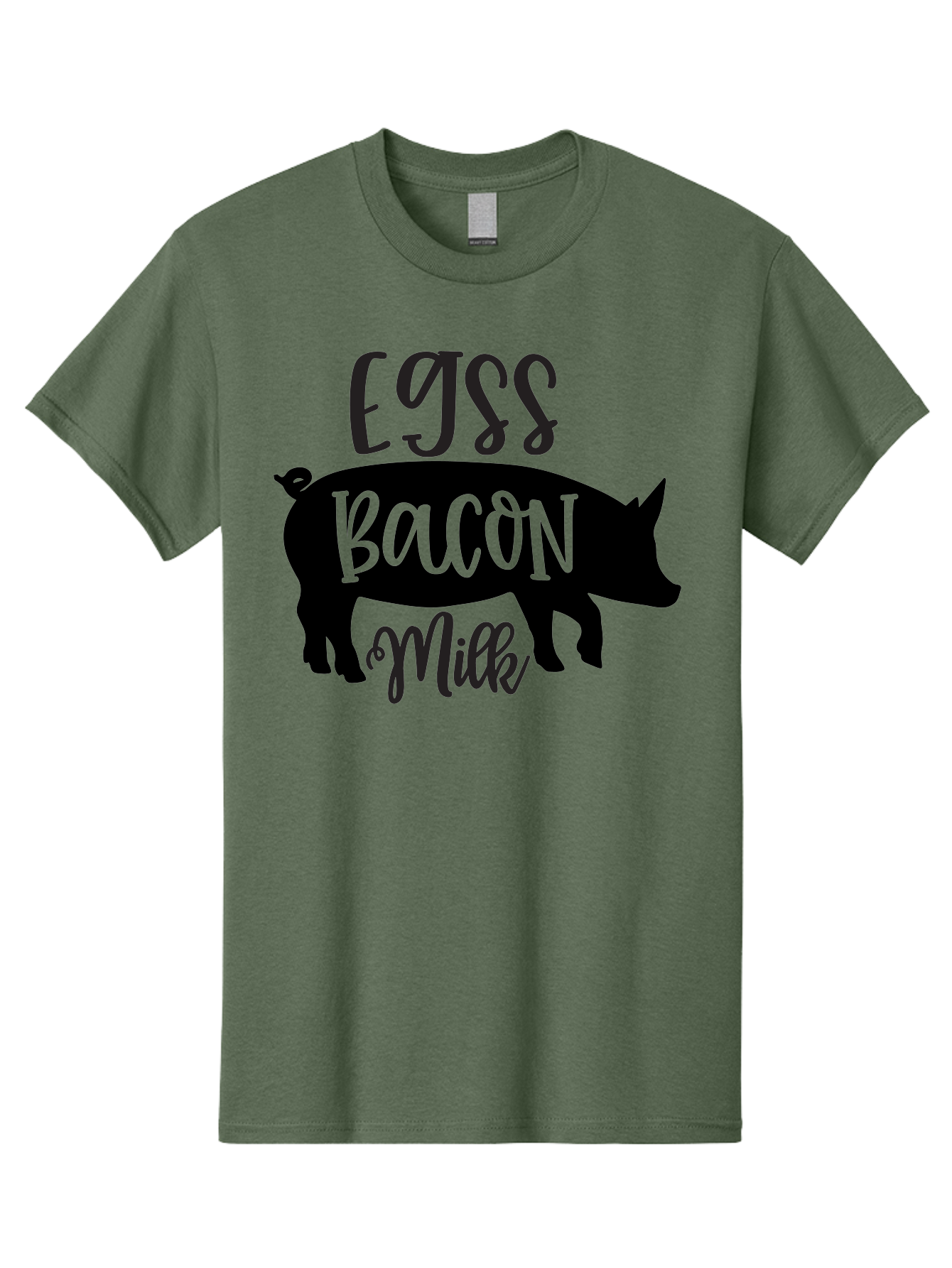 Egjss-Bacon-Milk Men'S Graphic Tee, 100% Cotton, Comfortable Casual Summer Wear, Machine Washable, Eggs, Bacon, Milk, Pig Silhouette, Farm Fresh, Dairy Products, Breakfast Foods, Savory Delights, Farm-To-Table Aab574