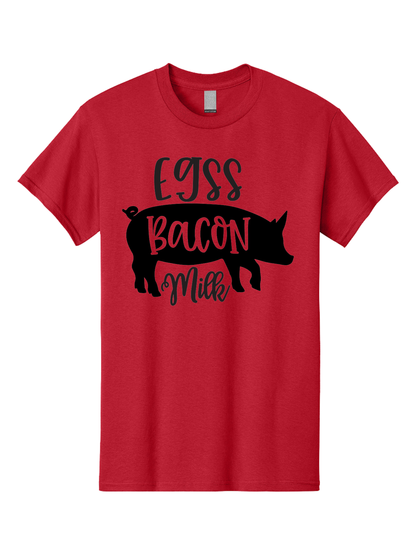 Egjss-Bacon-Milk Men'S Graphic Tee, 100% Cotton, Comfortable Casual Summer Wear, Machine Washable, Eggs, Bacon, Milk, Pig Silhouette, Farm Fresh, Dairy Products, Breakfast Foods, Savory Delights, Farm-To-Table Aab574
