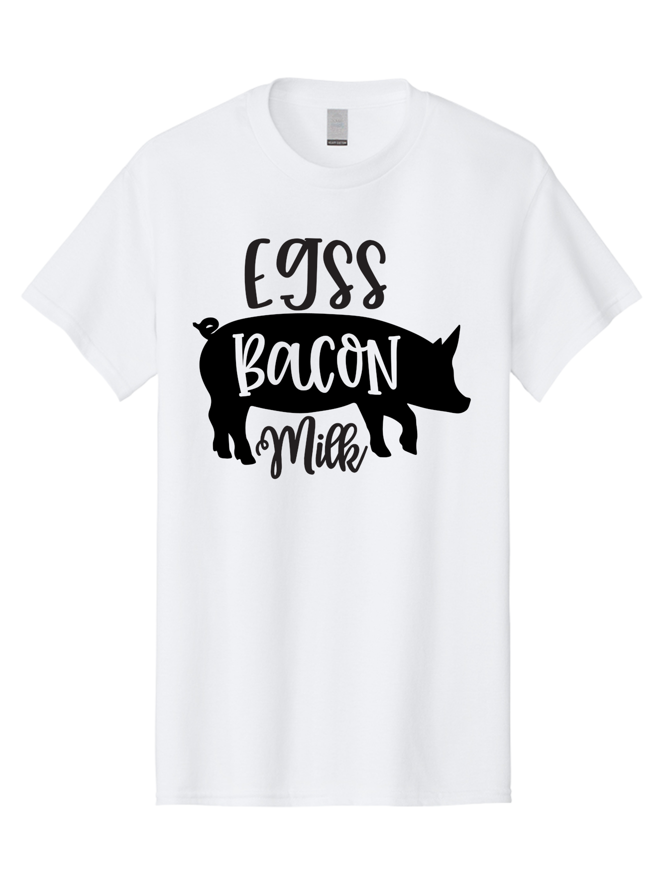 Egjss-Bacon-Milk Men'S Graphic Tee, 100% Cotton, Comfortable Casual Summer Wear, Machine Washable, Eggs, Bacon, Milk, Pig Silhouette, Farm Fresh, Dairy Products, Breakfast Foods, Savory Delights, Farm-To-Table Aab574