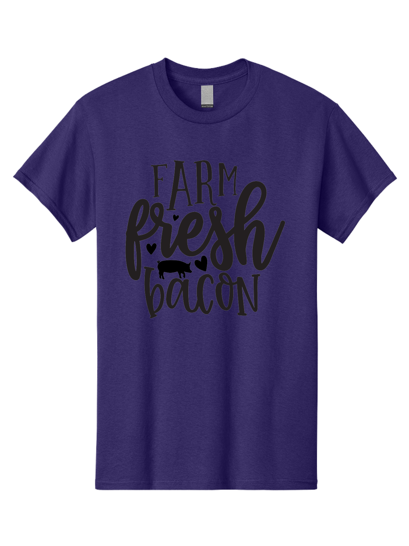 Farm-Fresh-Bacon Men'S Graphic Tee, 100% Cotton, Comfortable Casual Summer Wear, Machine Washable, Farm Fresh Bacon, Farm Food, Fresh Meat, Farm To Table, Bacon Lover, Pig Silhouette, Foodie Graphics, Kitchen Decor, Rustic Charm Aab575