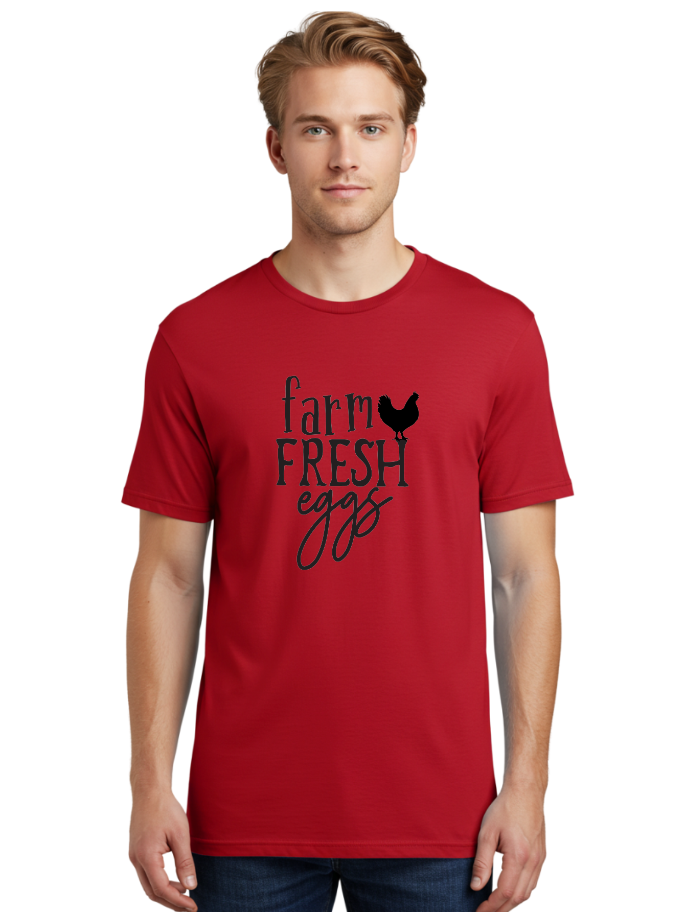 Farm-Fresh-Eggs-1 Men'S Graphic Tee, 100% Cotton, Comfortable Casual Summer Wear, Machine Washable, Farm Fresh Eggs, Farm To Table, Organic Eggs, Local Produce, Healthy Eating, Natural Food, Rustic Charm, Chicken Farm, Egg Farm Aab576