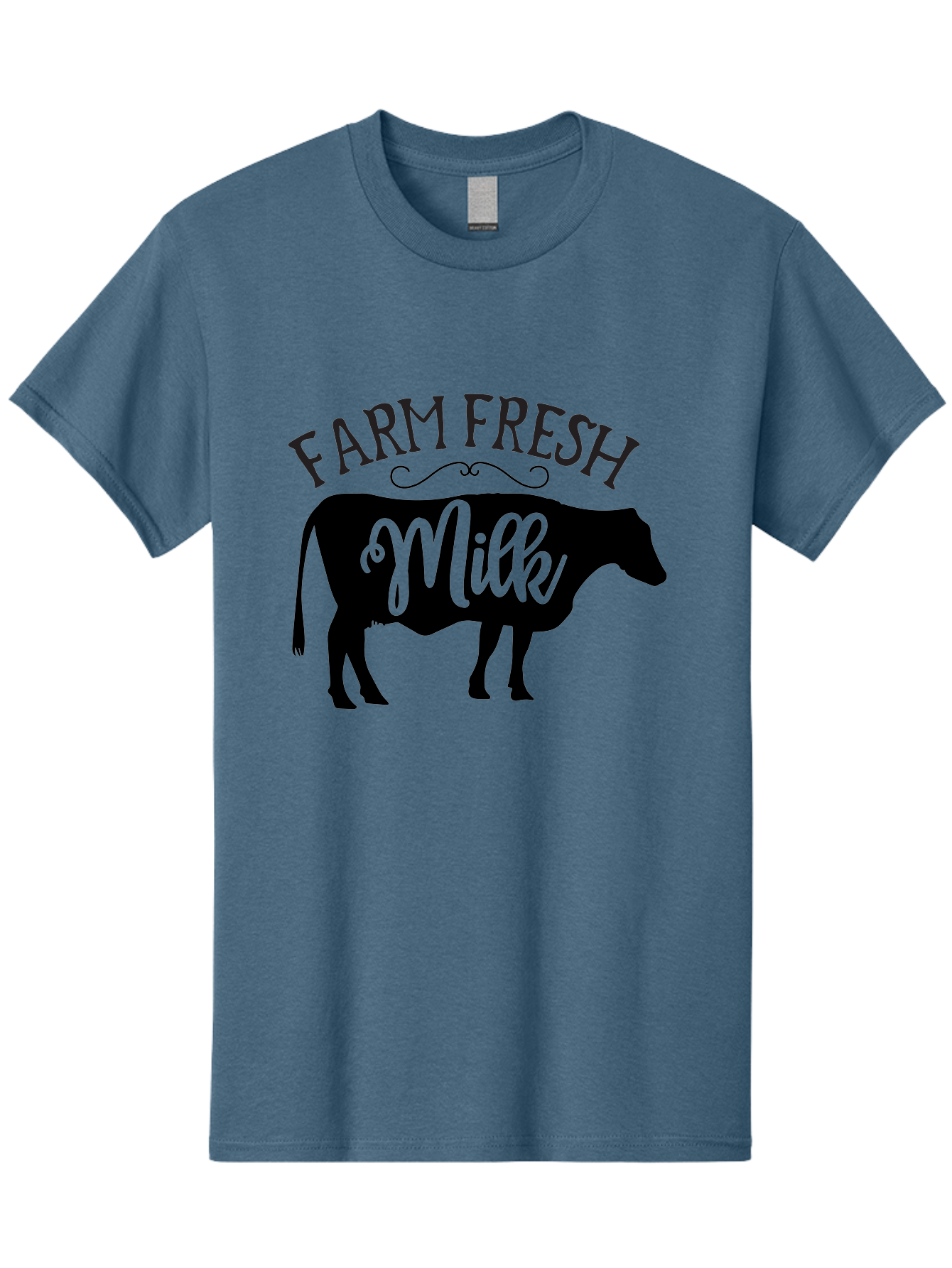 Farm-Fresh-Milk Men'S Graphic Tee, 100% Cotton, Comfortable Casual Summer Wear, Machine Washable, Cow Silhouette, Farm Fresh Milk, Dairy Products, Farm Produce, Milk Production, Agricultural Products, Fresh Milk, Farm Fresh Aab578