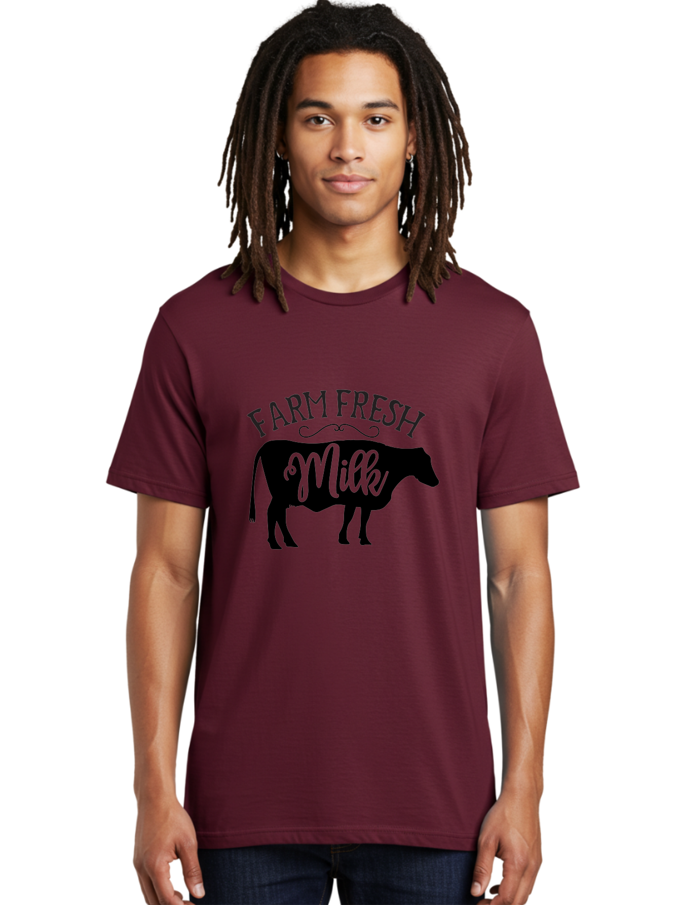 Farm-Fresh-Milk Men'S Graphic Tee, 100% Cotton, Comfortable Casual Summer Wear, Machine Washable, Cow Silhouette, Farm Fresh Milk, Dairy Products, Farm Produce, Milk Production, Agricultural Products, Fresh Milk, Farm Fresh Aab578