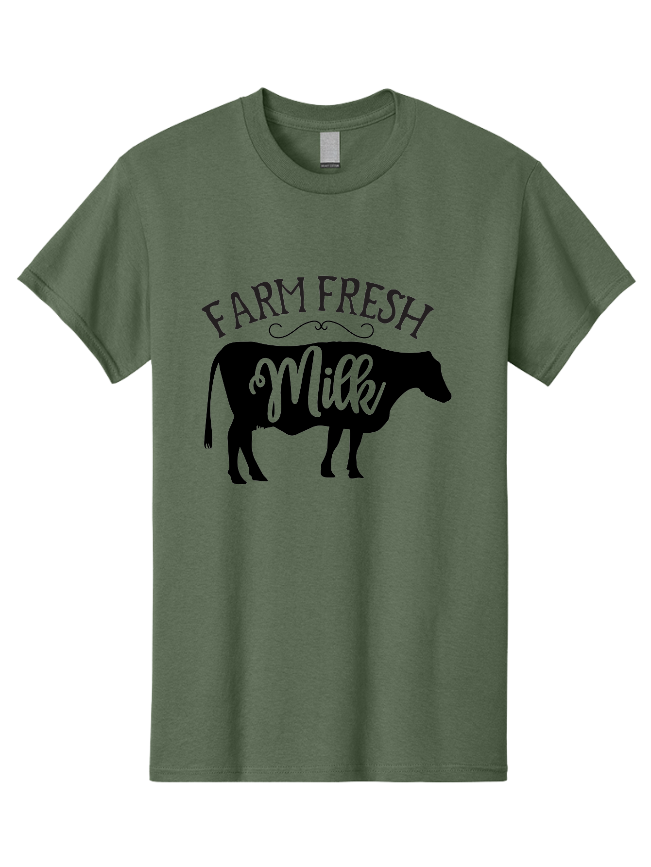 Farm-Fresh-Milk Men'S Graphic Tee, 100% Cotton, Comfortable Casual Summer Wear, Machine Washable, Cow Silhouette, Farm Fresh Milk, Dairy Products, Farm Produce, Milk Production, Agricultural Products, Fresh Milk, Farm Fresh Aab578