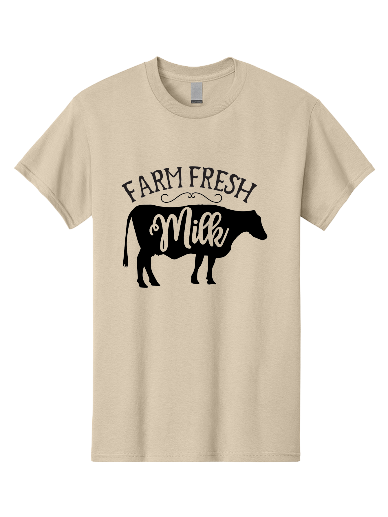 Farm-Fresh-Milk Men'S Graphic Tee, 100% Cotton, Comfortable Casual Summer Wear, Machine Washable, Cow Silhouette, Farm Fresh Milk, Dairy Products, Farm Produce, Milk Production, Agricultural Products, Fresh Milk, Farm Fresh Aab578
