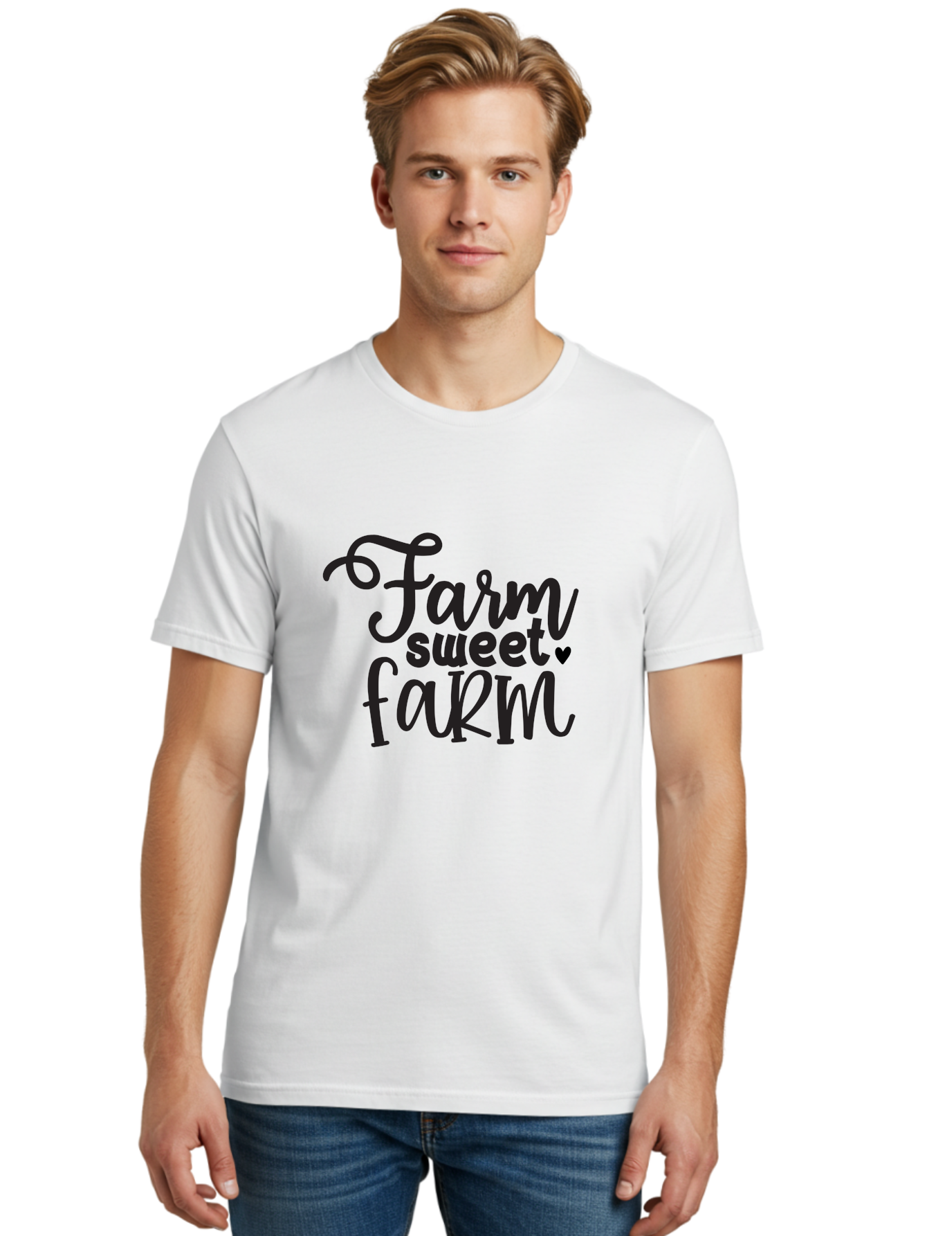 Farm-Sweet-Farm Men'S Graphic Tee, 100% Cotton, Comfortable Casual Summer Wear, Machine Washable, Rural Charm, Countryside Living, Farmhouse Style, Homespun Decor, Country Vibes, Rustic Elegance, Farm Sweet Farm Aab579