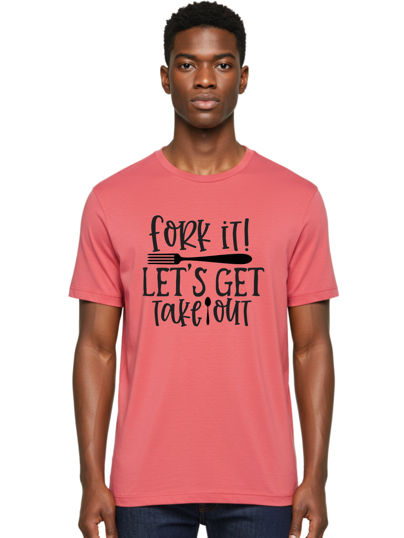 Fork-It-Let-S-Get-Takeout Men'S Graphic Tee, 100% Cotton, Comfortable Casual Summer Wear, Machine Washable, Funny Food Quotes, Takeout Humor, Restaurant Puns, Fork It, Let'S Get Take Out, Foodie Jokes, Dining Humor, Eating Out, Meal To Go Aab580