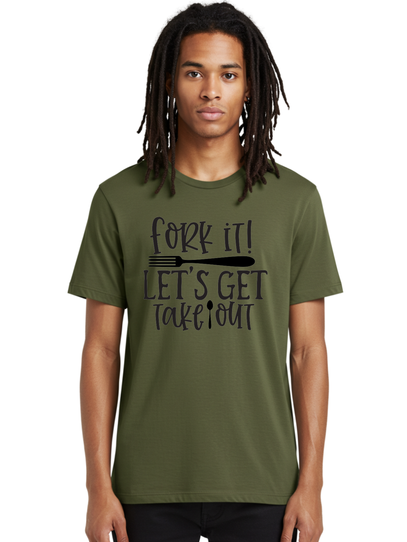Fork-It-Let-S-Get-Takeout Men'S Graphic Tee, 100% Cotton, Comfortable Casual Summer Wear, Machine Washable, Funny Food Quotes, Takeout Humor, Restaurant Puns, Fork It, Let'S Get Take Out, Foodie Jokes, Dining Humor, Eating Out, Meal To Go Aab580