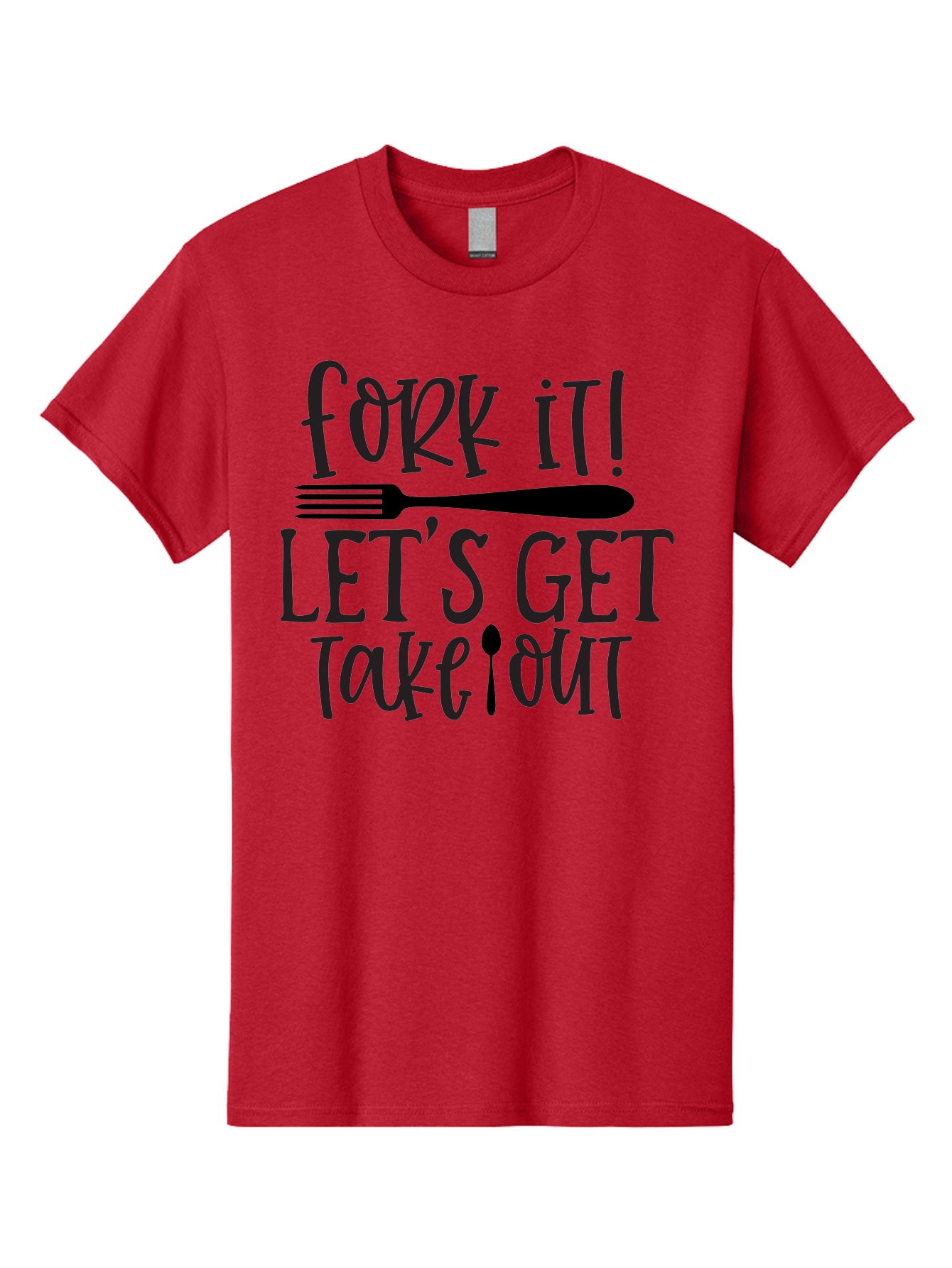 Fork-It-Let-S-Get-Takeout Men'S Graphic Tee, 100% Cotton, Comfortable Casual Summer Wear, Machine Washable, Funny Food Quotes, Takeout Humor, Restaurant Puns, Fork It, Let'S Get Take Out, Foodie Jokes, Dining Humor, Eating Out, Meal To Go Aab580