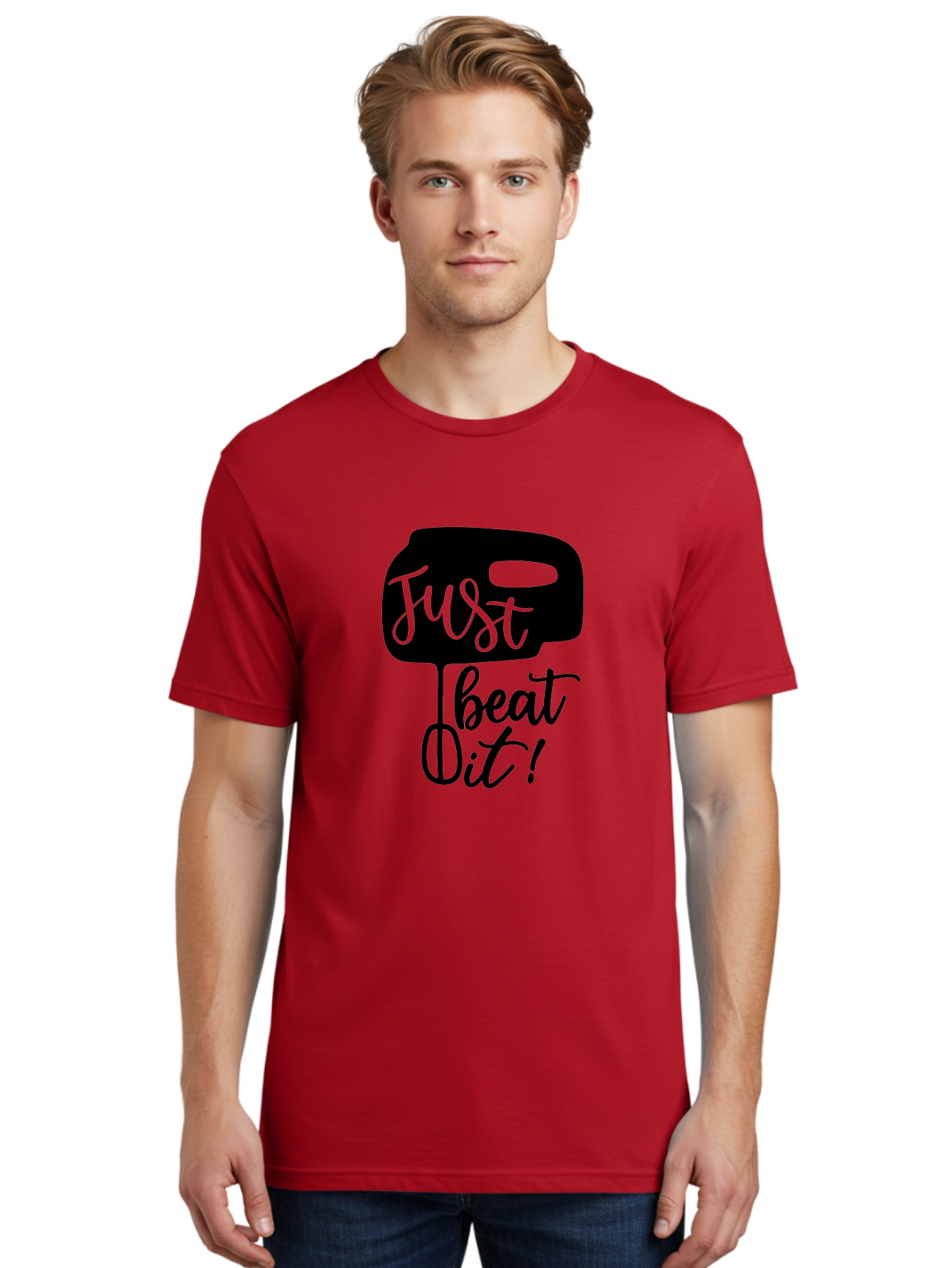 Just-Beat-It Men'S Graphic Tee, 100% Cotton, Comfortable Casual Summer Wear, Machine Washable, Boxing, Motivational Quote, Fitness Inspiration, Workout Encouragement, Just Beat It!, Boxing Graphics, Motivational Boxing Aab582