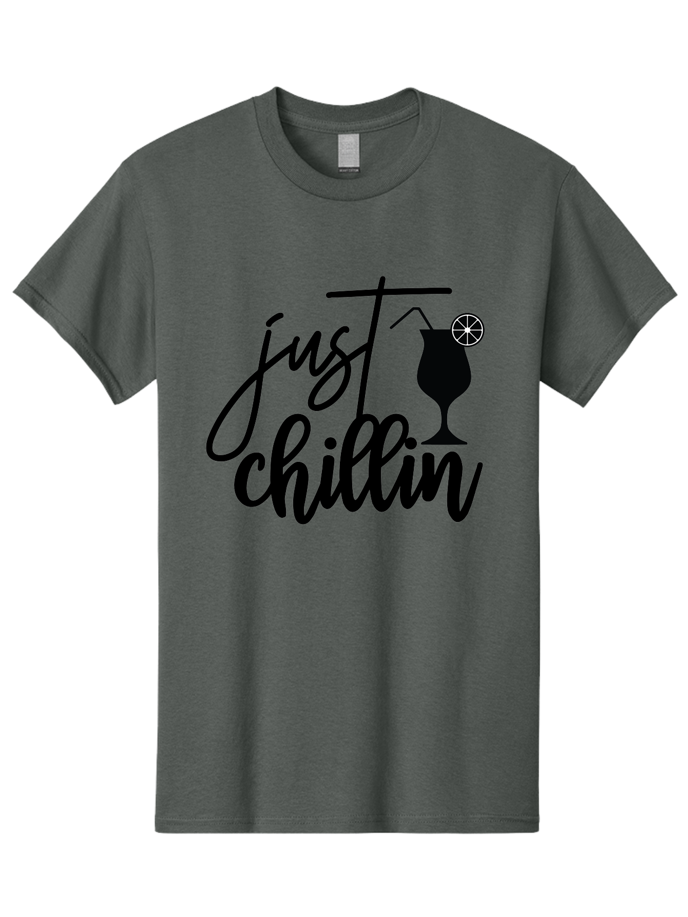 Just-Chillin Men'S Graphic Tee, 100% Cotton, Comfortable Casual Summer Wear, Machine Washable, Relaxation Mode, Chilling Vibes, Cocktail Culture, Refreshing Drinks, Laid-Back Atmosphere, Summer Fun, Happy Hour Aab583
