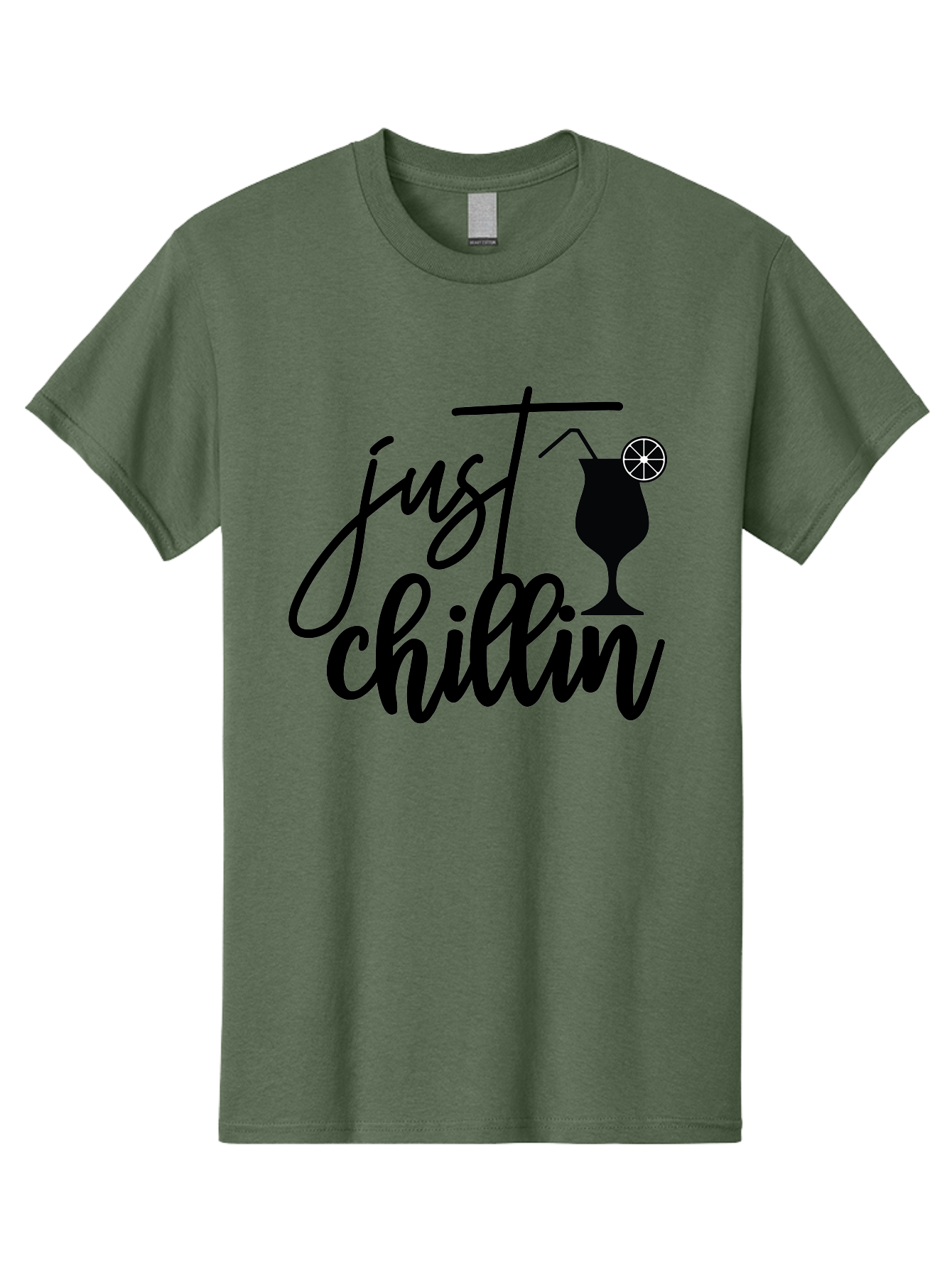 Just-Chillin Men'S Graphic Tee, 100% Cotton, Comfortable Casual Summer Wear, Machine Washable, Relaxation Mode, Chilling Vibes, Cocktail Culture, Refreshing Drinks, Laid-Back Atmosphere, Summer Fun, Happy Hour Aab583