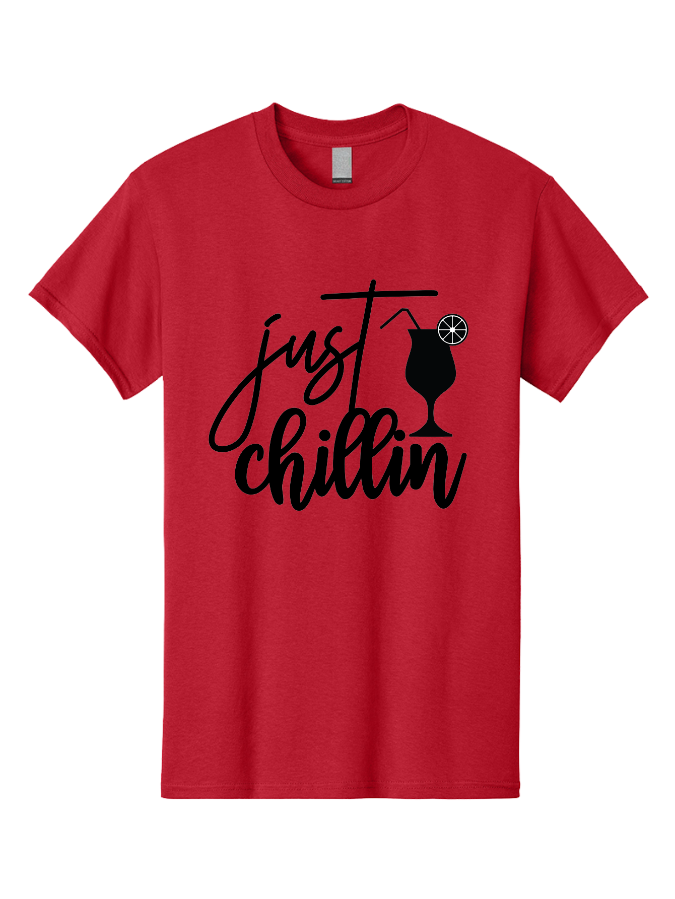 Just-Chillin Men'S Graphic Tee, 100% Cotton, Comfortable Casual Summer Wear, Machine Washable, Relaxation Mode, Chilling Vibes, Cocktail Culture, Refreshing Drinks, Laid-Back Atmosphere, Summer Fun, Happy Hour Aab583